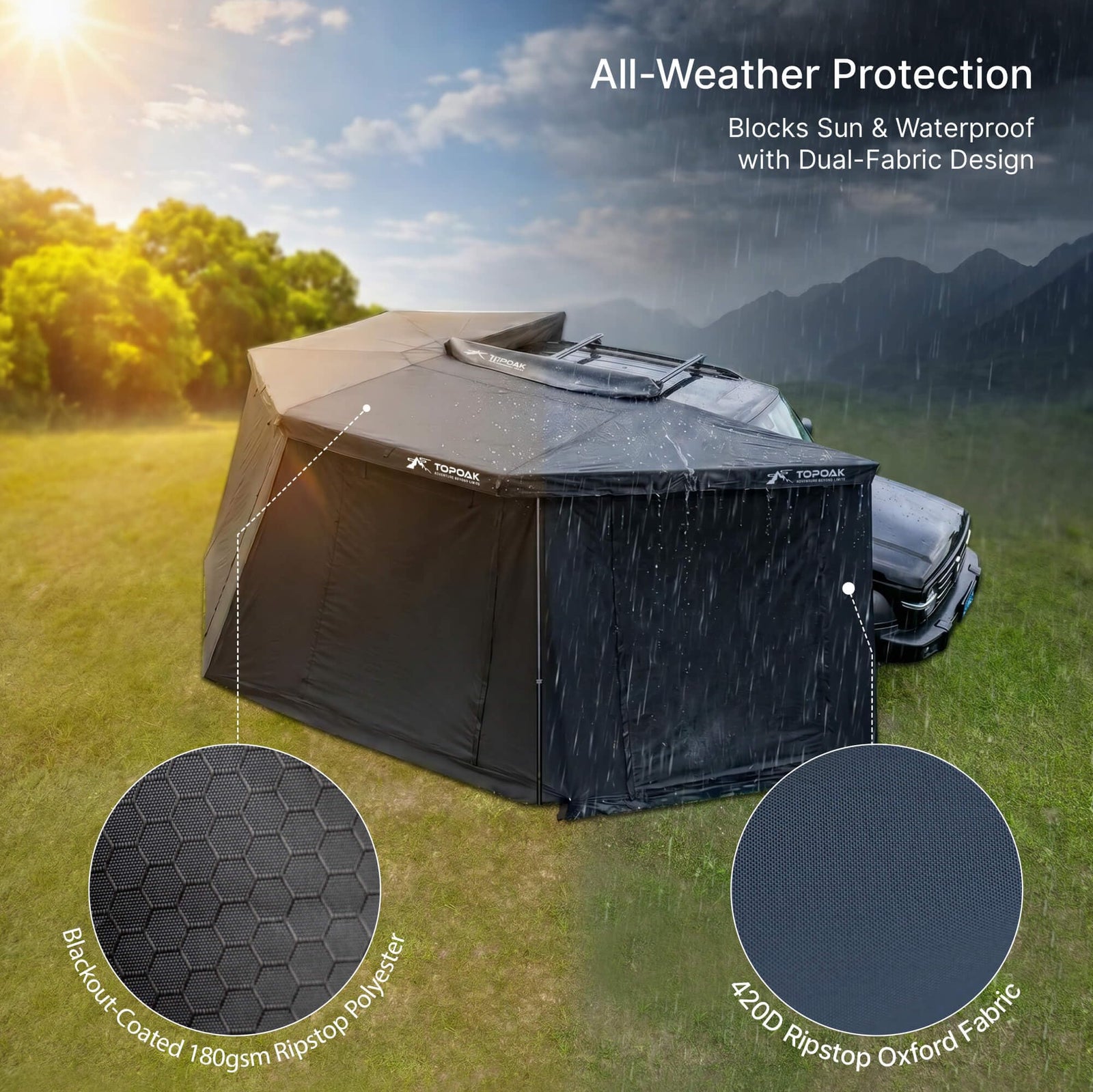 Driver-Side 270° Vehicle Awning Room with Floor Mat