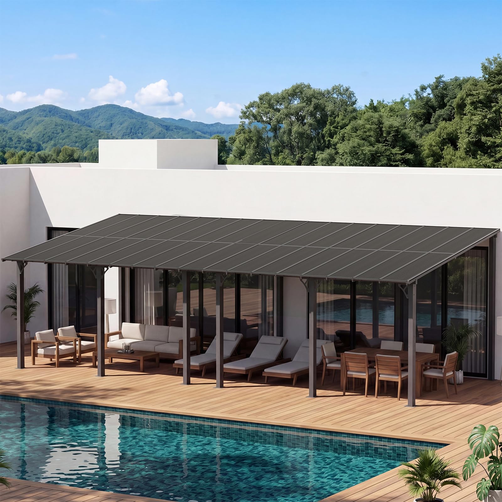 Wall-Mounted Outdoor Pergola for Patio Shade Cover
