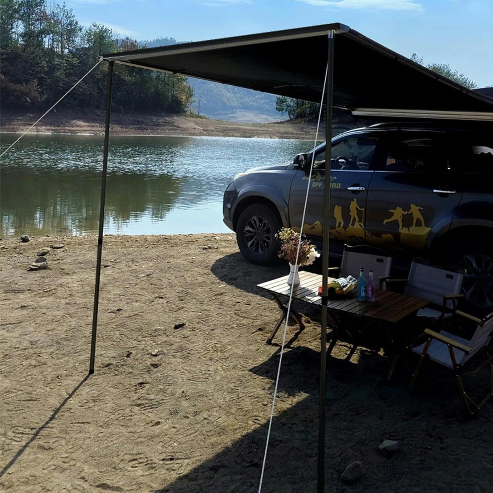 Waterproof UV50+ Pull-Out Vehicle Roof Rack Awning