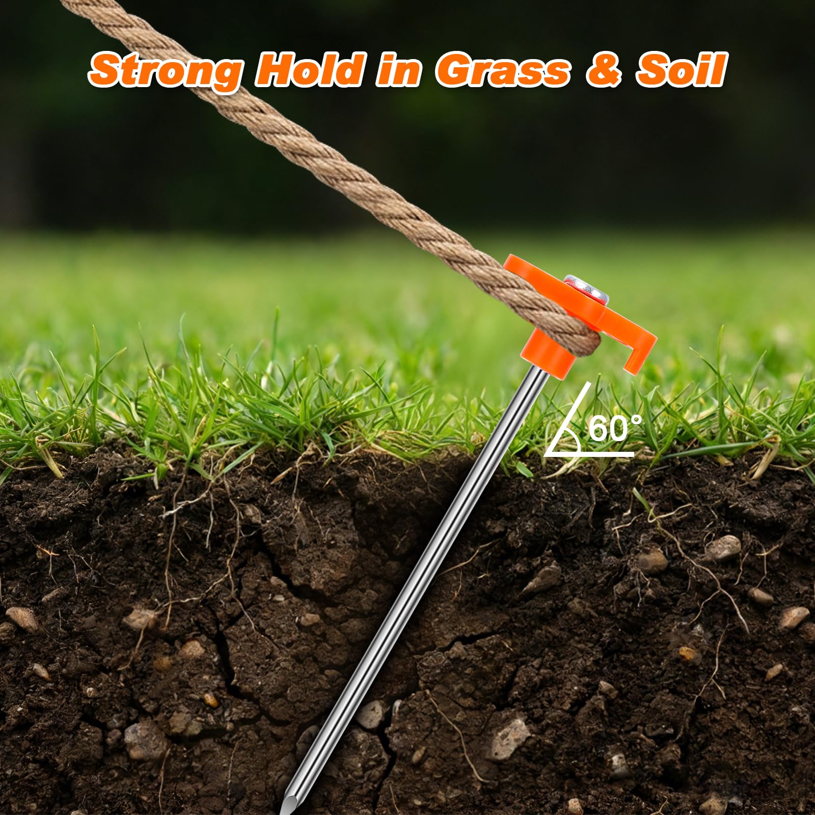 10-Pack 7-Inch Galvanized Steel Tent Stakes with Orange Heads