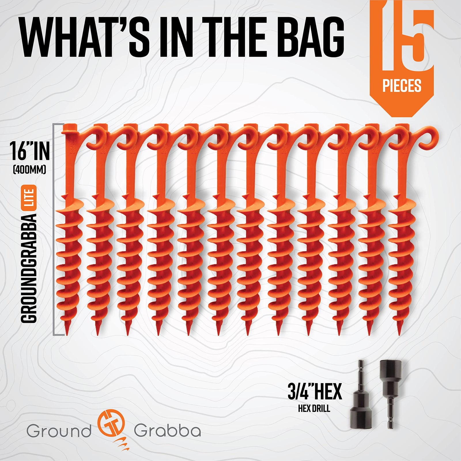 Heavy-Duty Orange Sand Tent Stakes, 15-Piece Set