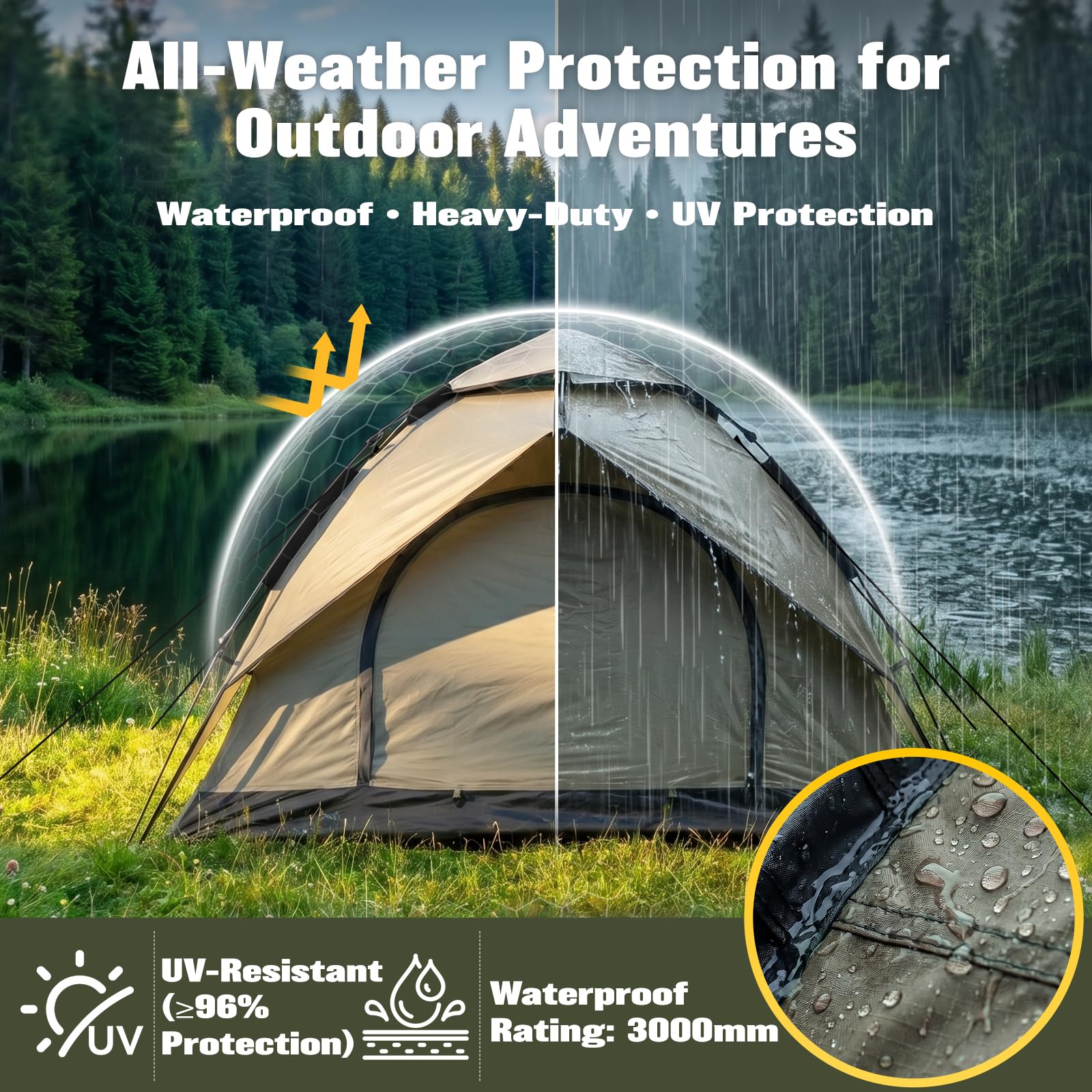 2-4 Person Instant Waterproof Camping Tent with Rainfly