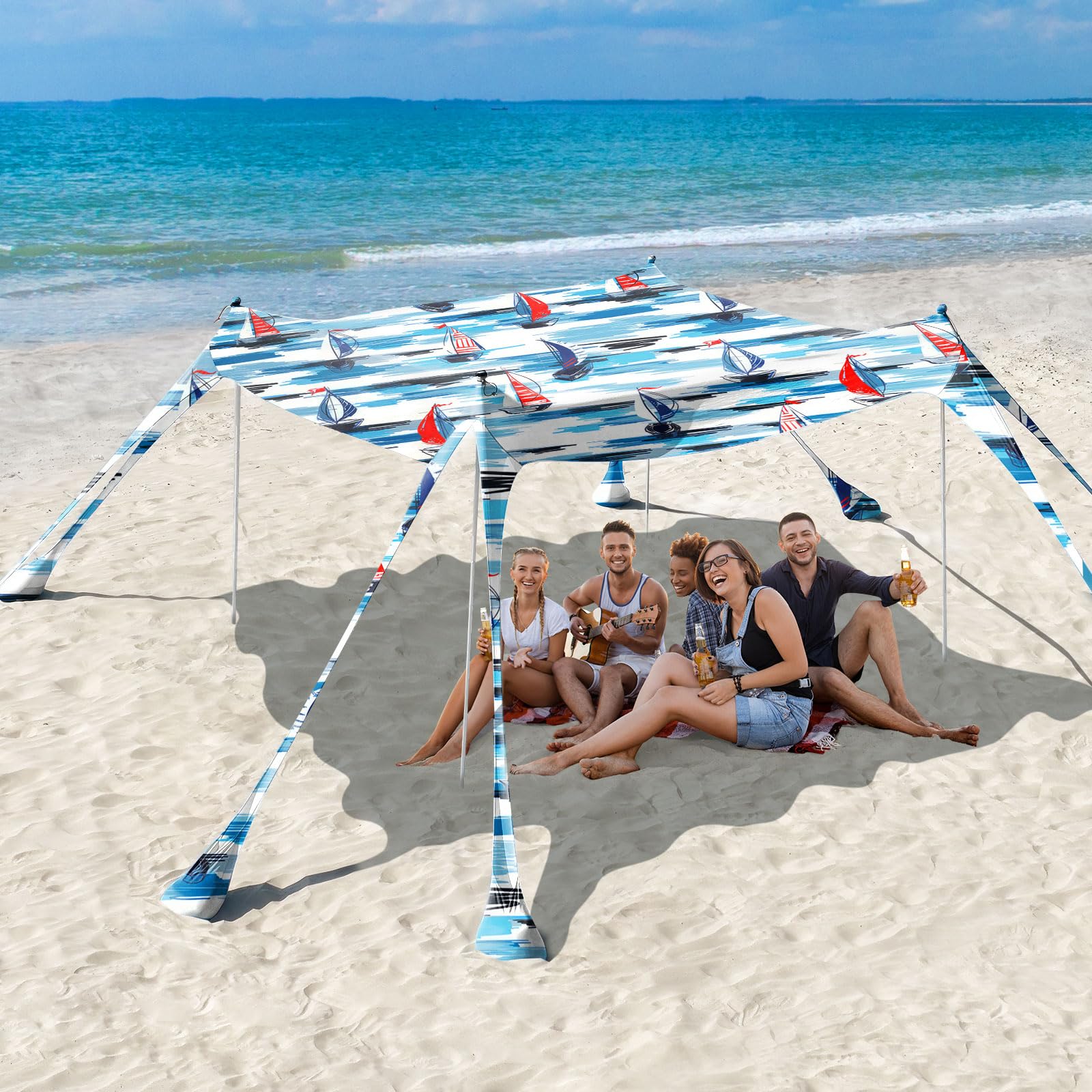 Rhino Valley UPF50+ Beach Tent Shade Canopy with Sandbags