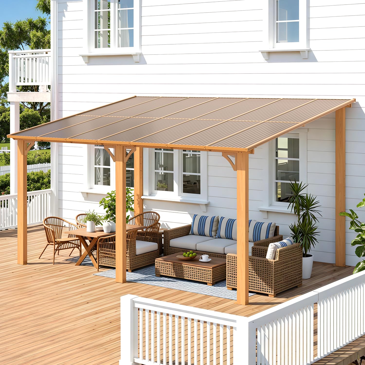 Wall-Mounted Hardtop Gazebo Awning for Backyard Patio