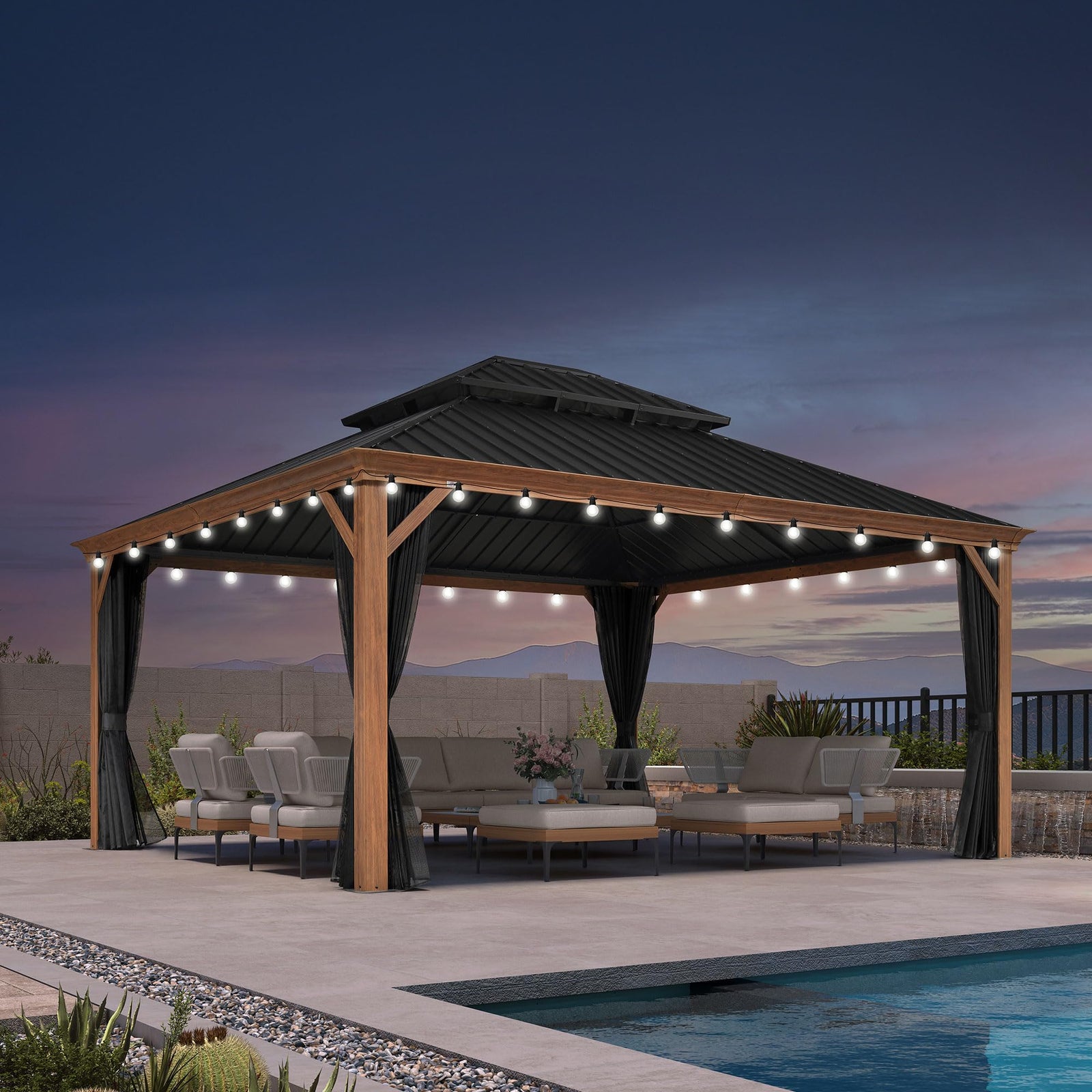 PURPLE LEAF Palace Hardtop Gazebo and Sunroom Kit