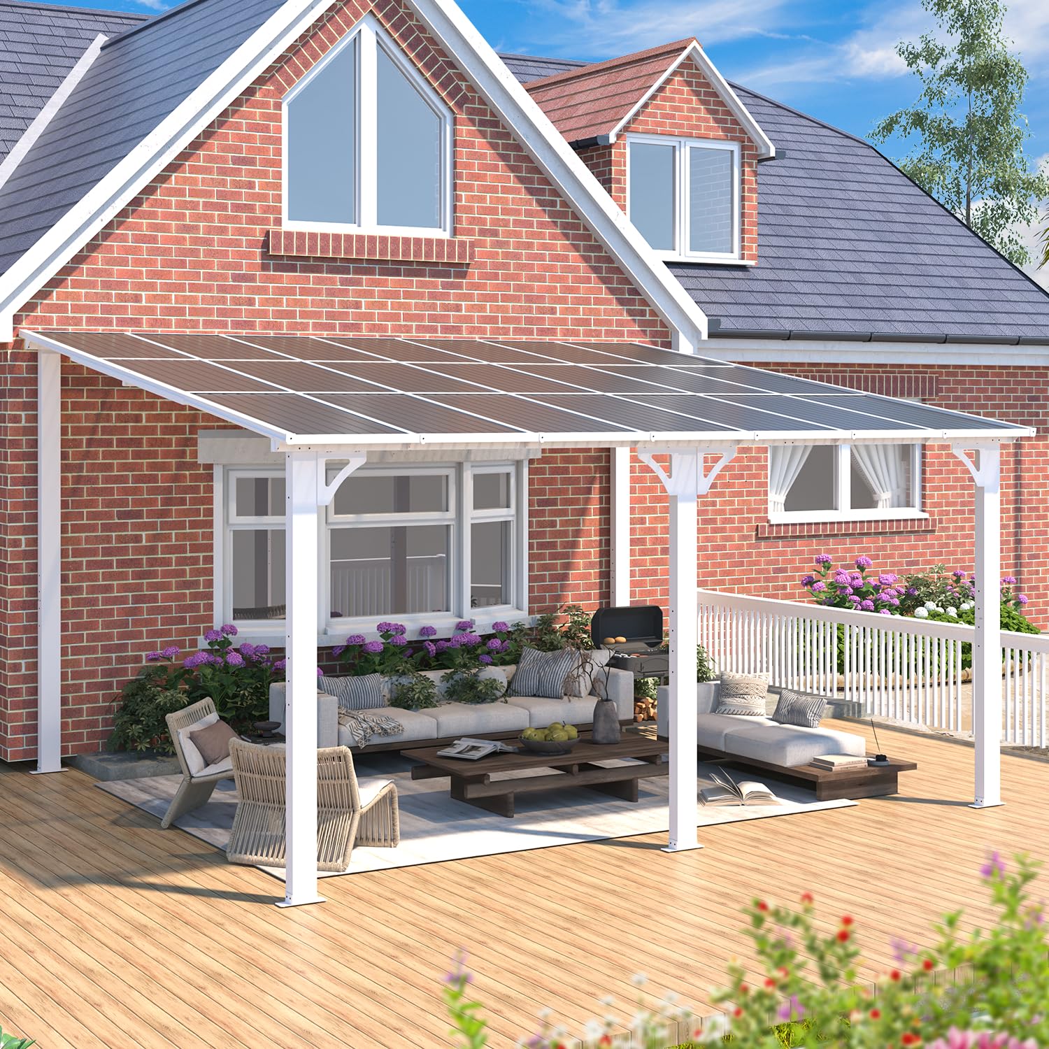 Wall-Mounted Hardtop Gazebo Awning for Backyard Patio