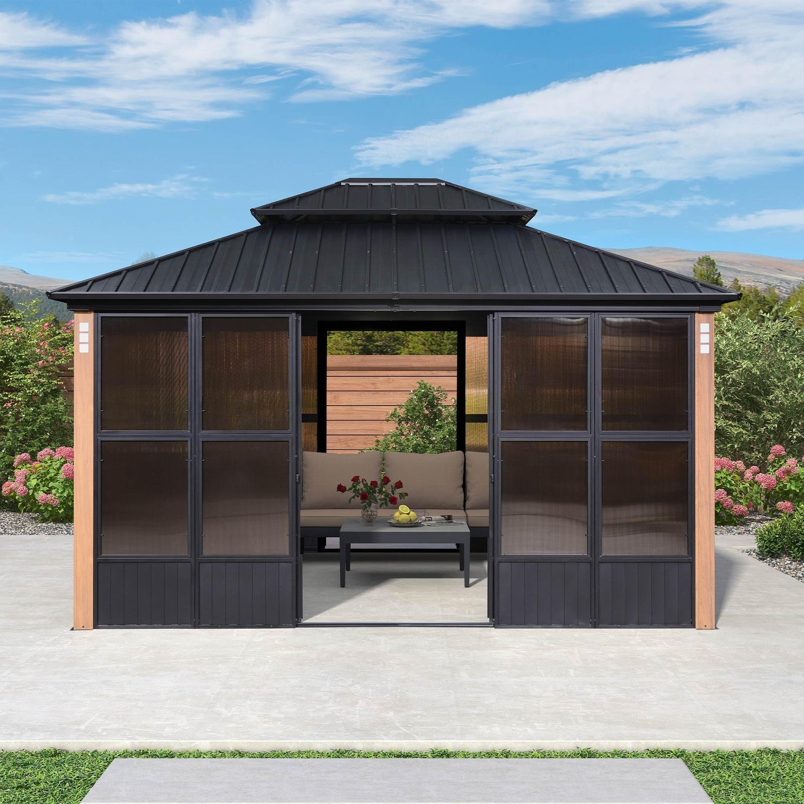 PURPLE LEAF Palace Hardtop Gazebo and Sunroom Kit