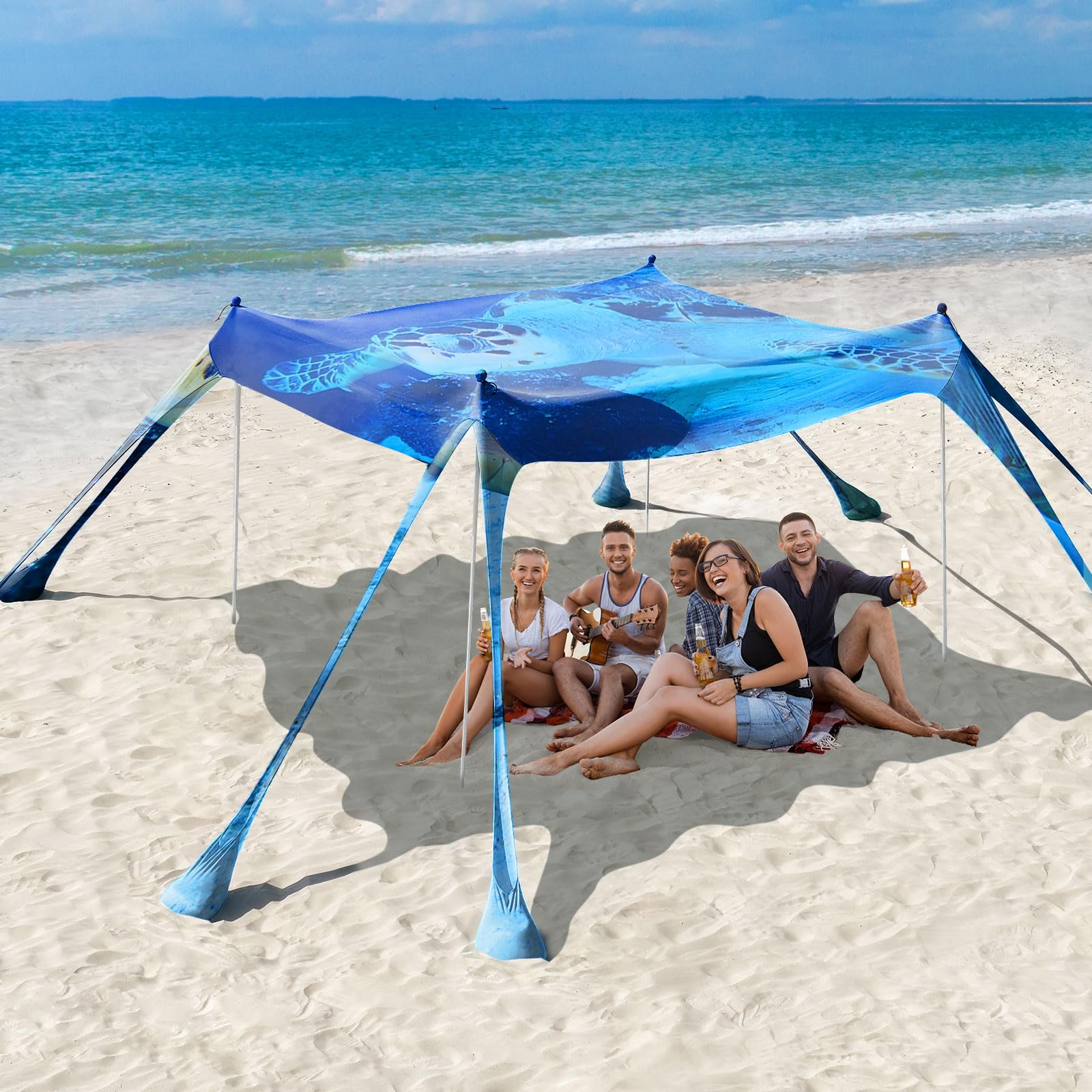 Rhino Valley UPF50+ Beach Tent Shade Canopy with Sandbags