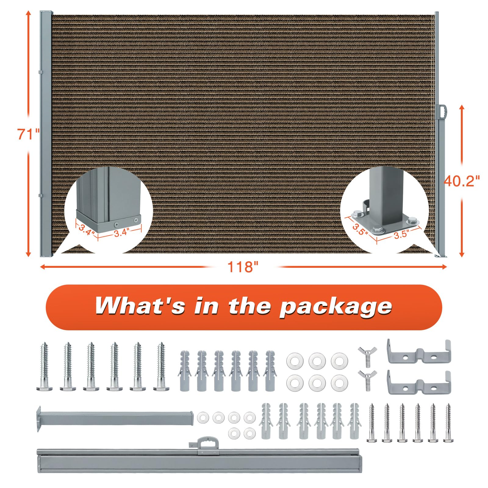 Retractable Side Awning Folding Privacy Screen