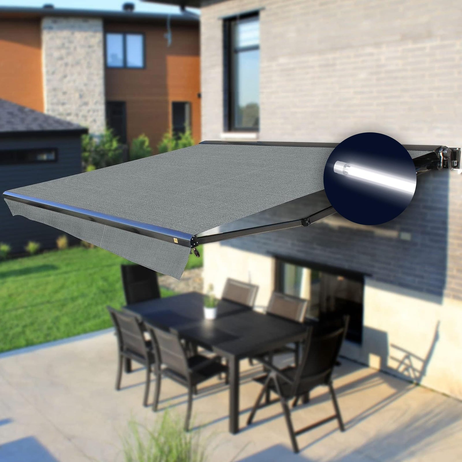 Full Cassette LED Retractable Awning with Remote