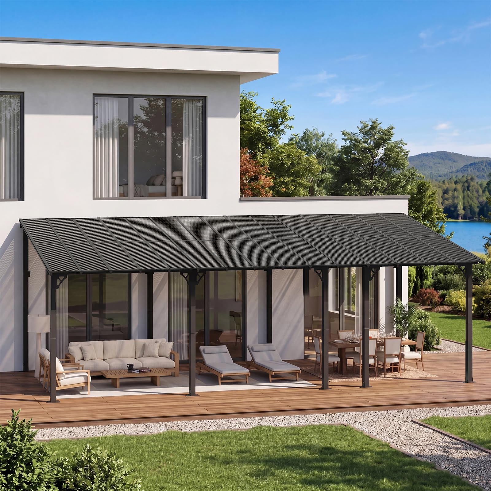 Wall-Mounted Outdoor Pergola for Patio Shade Cover