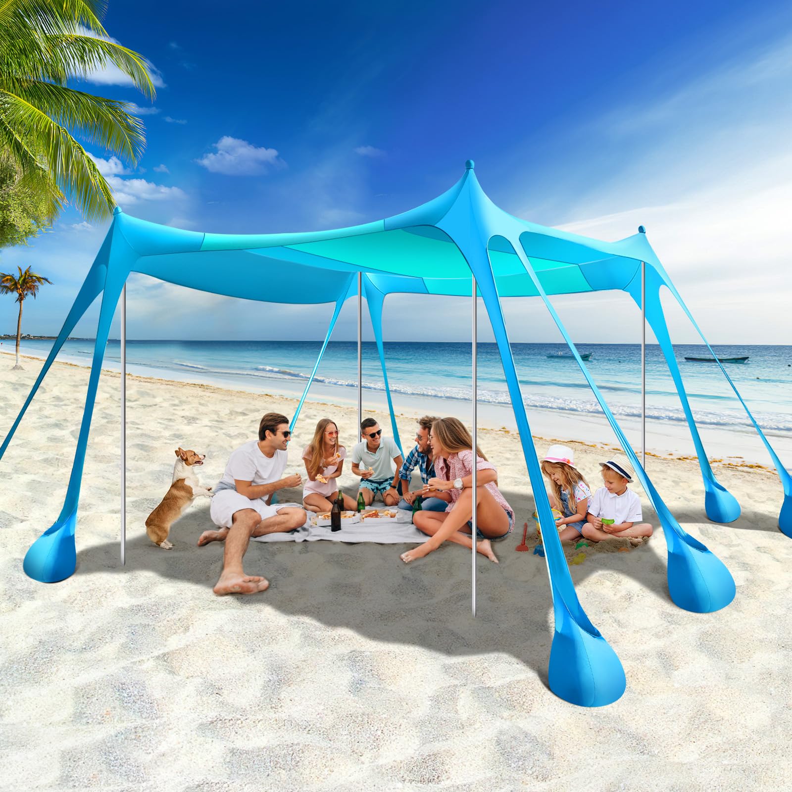 Rhino Valley UPF50+ Beach Tent Shade Canopy with Sandbags