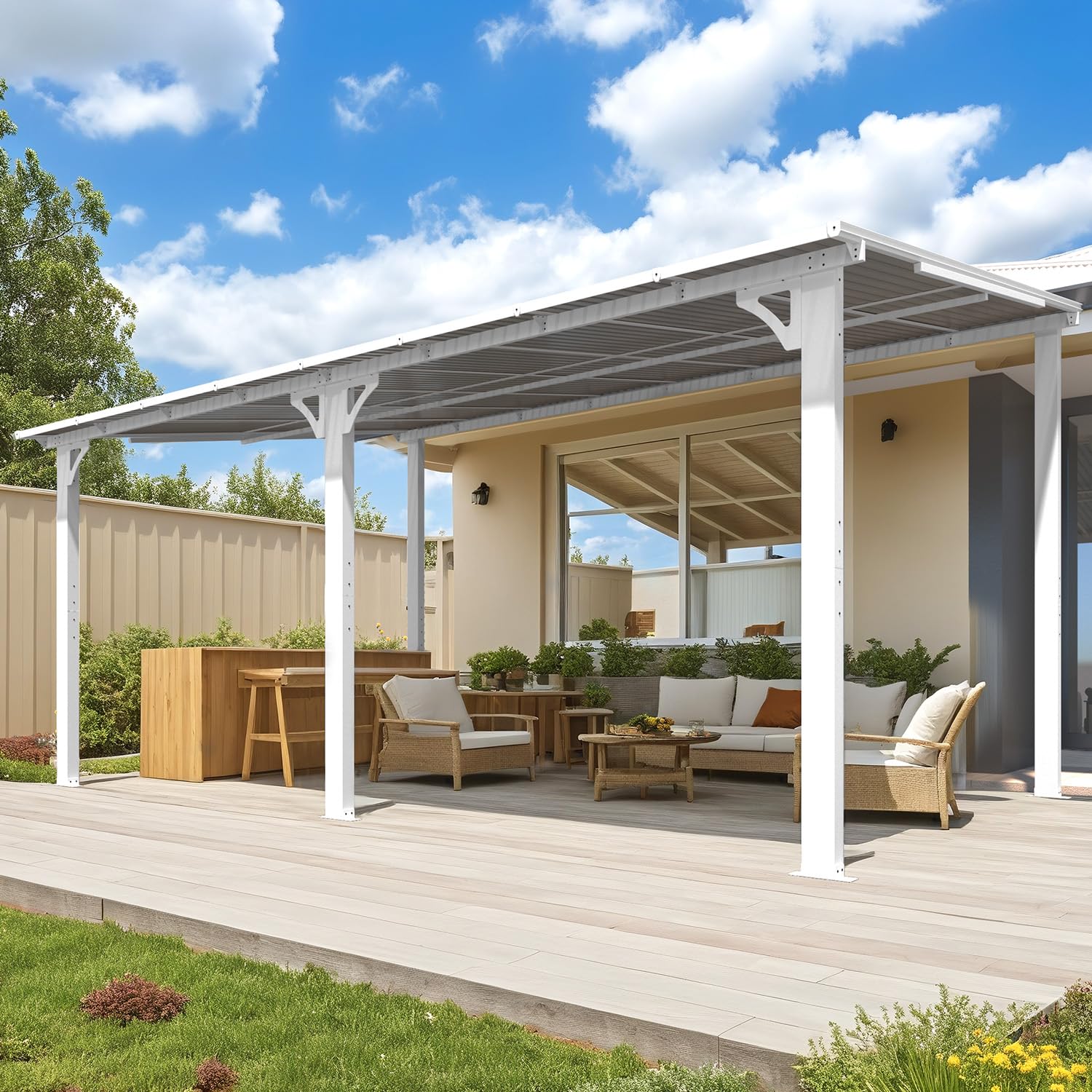 Wall-Mounted Hardtop Gazebo Awning for Backyard Patio