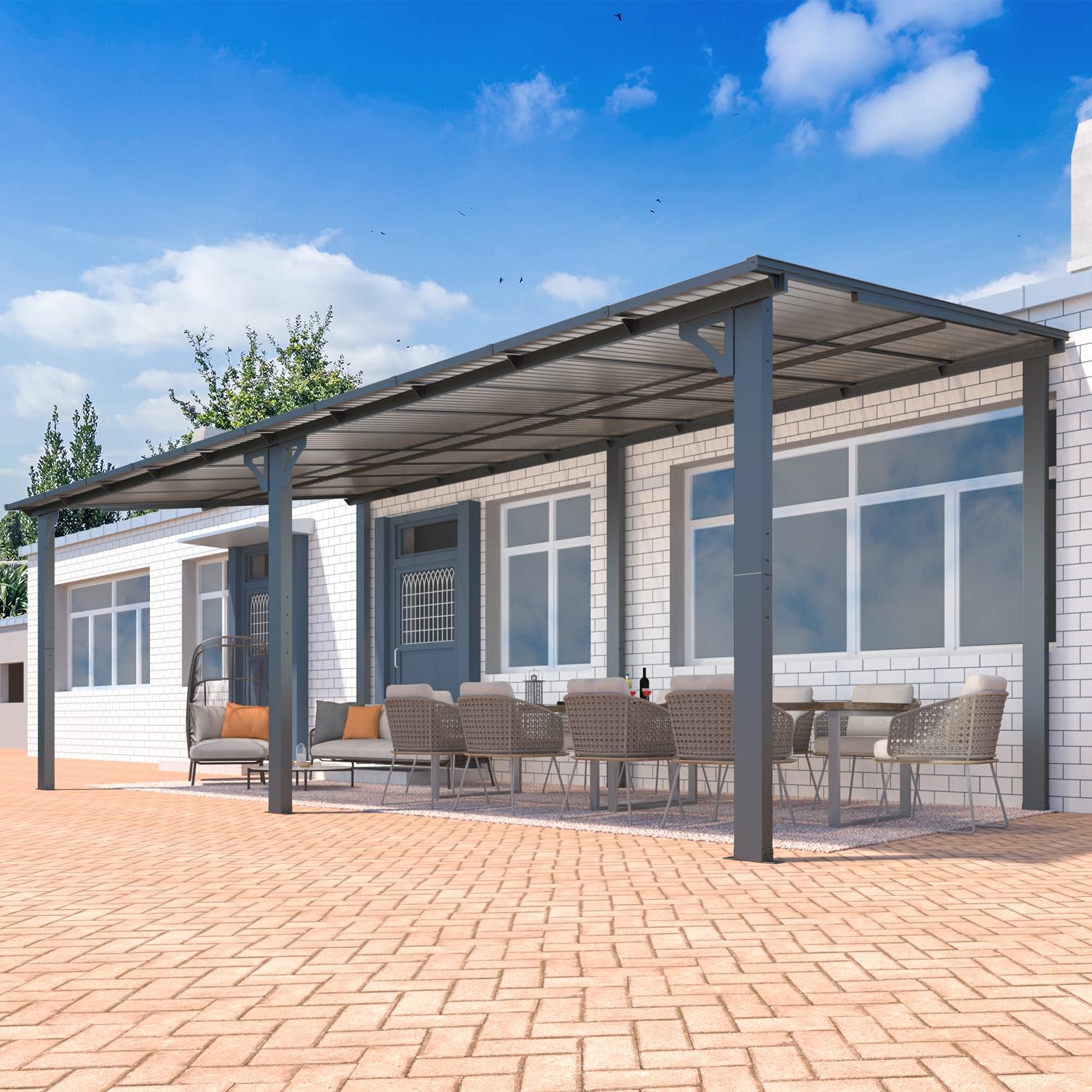 Wall-Mounted Hardtop Gazebo Awning for Backyard Patio
