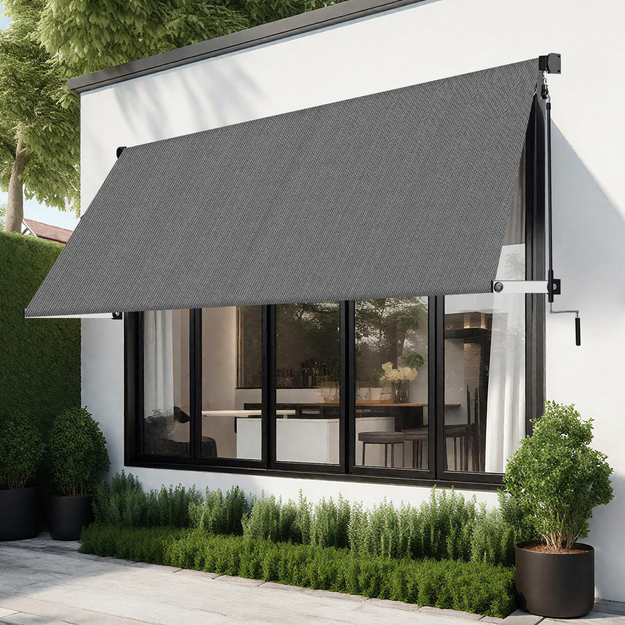 Manual Retractable Patio Awning with Roll-Up Shade