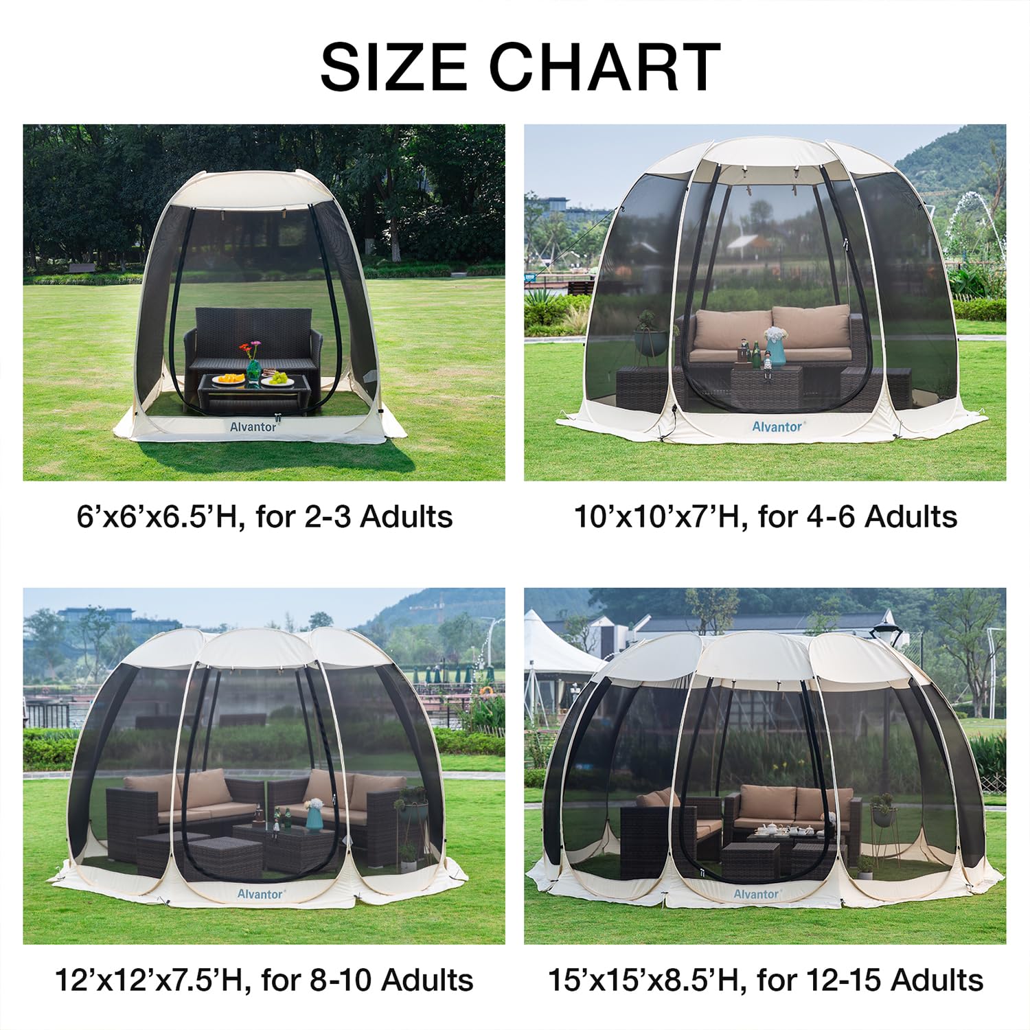 Alvantor Pop-Up Screen House Tent with Mosquito Netting