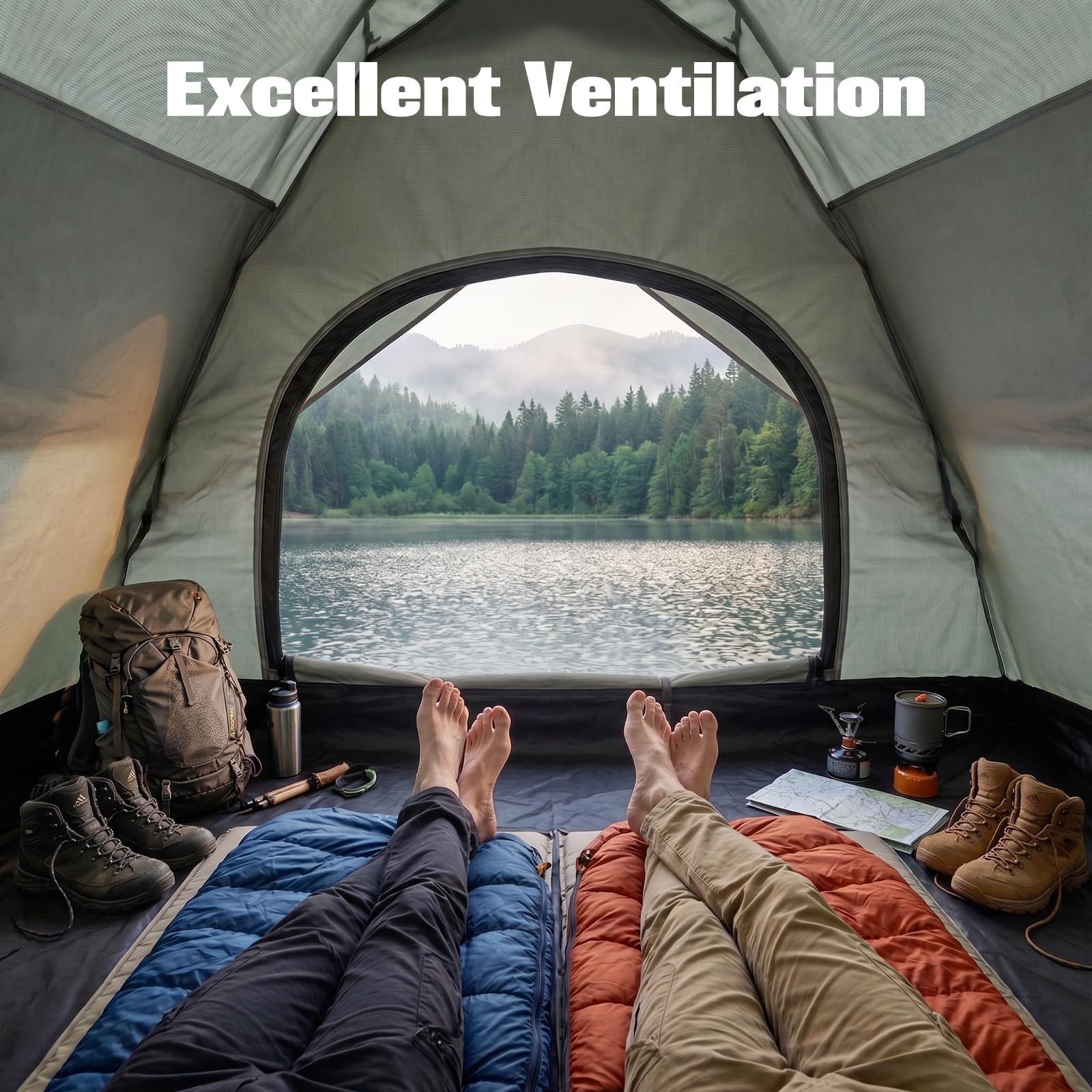 2-4 Person Instant Waterproof Camping Tent with Rainfly