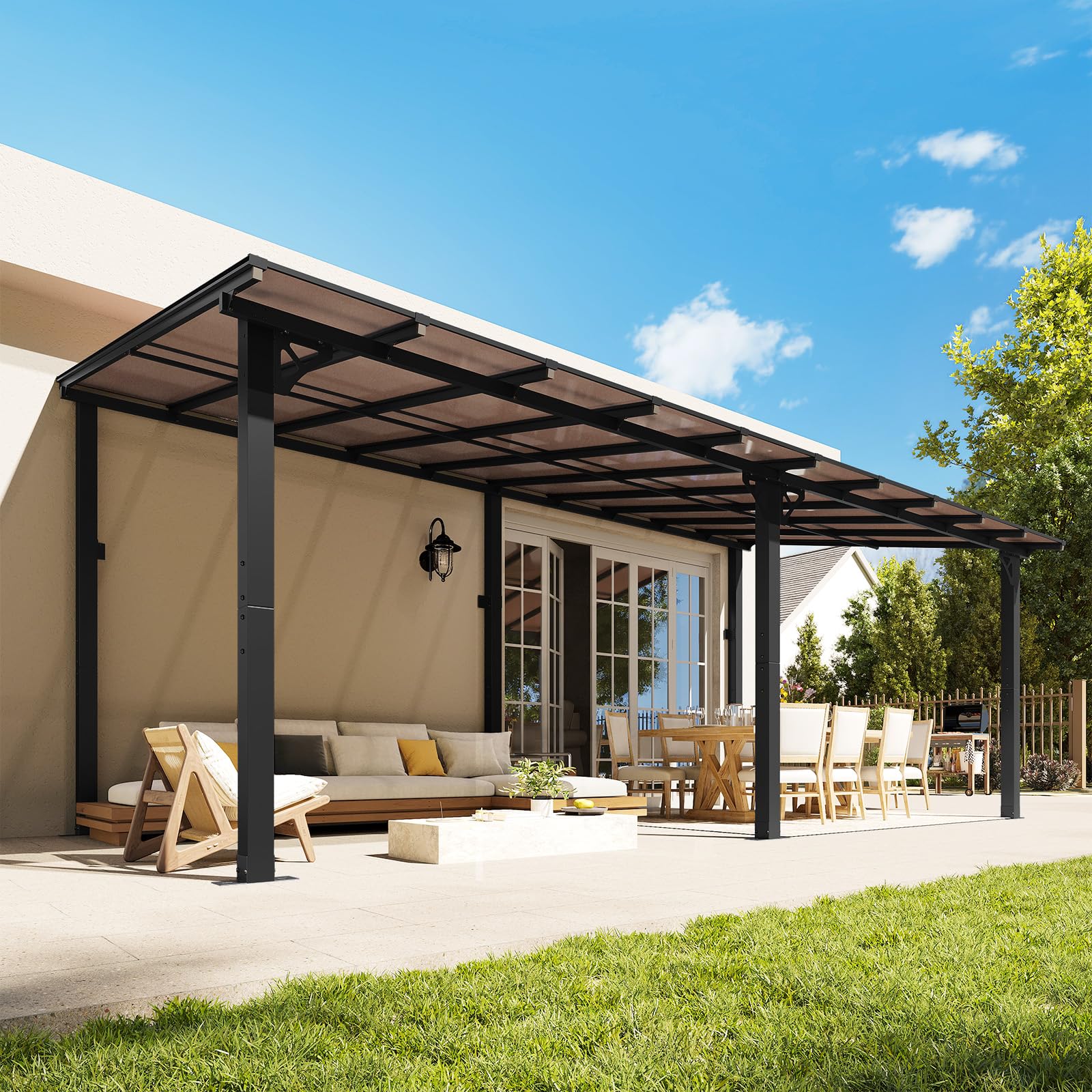 Wall-Mounted Outdoor Pergola for Patio Shade Cover