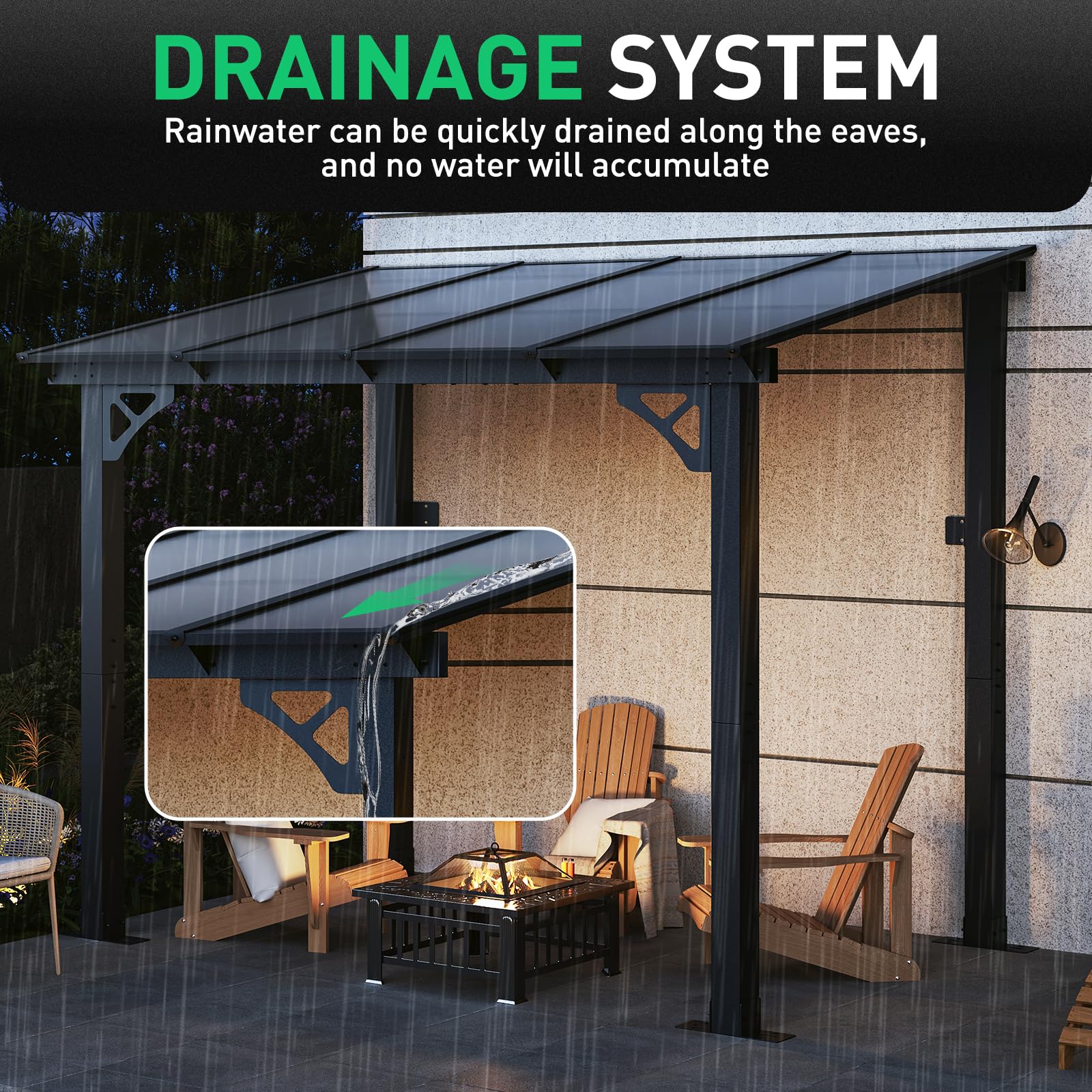 Wall-Mounted Outdoor Pergola for Patio Shade Cover