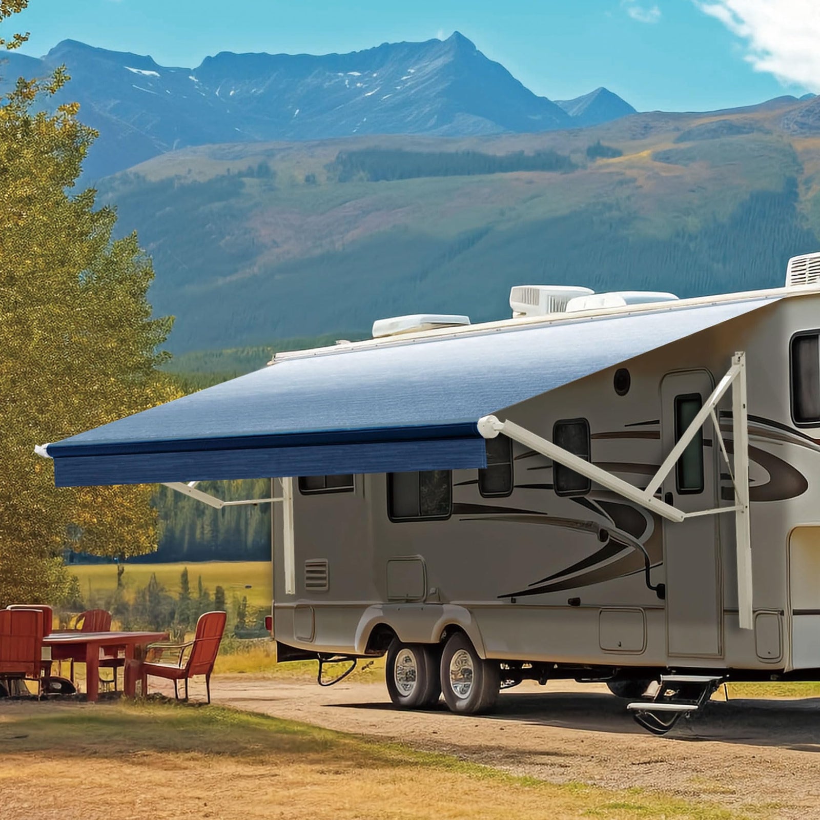 Motorized Retractable RV Awning Complete Kit for Trailers