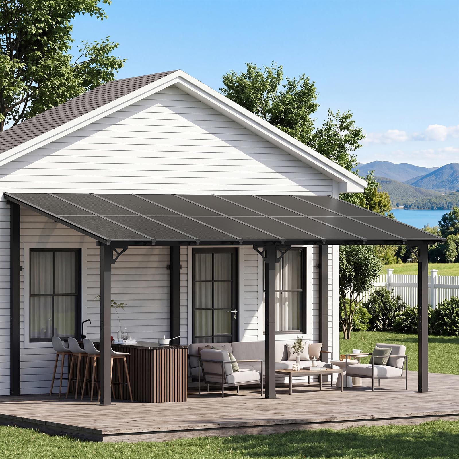 Wall-Mounted Outdoor Pergola for Patio Shade Cover