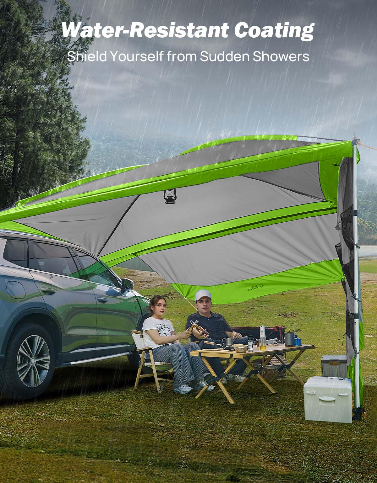 11.5x7.9FT UV50+ Vehicle Awning with Removable Sides
