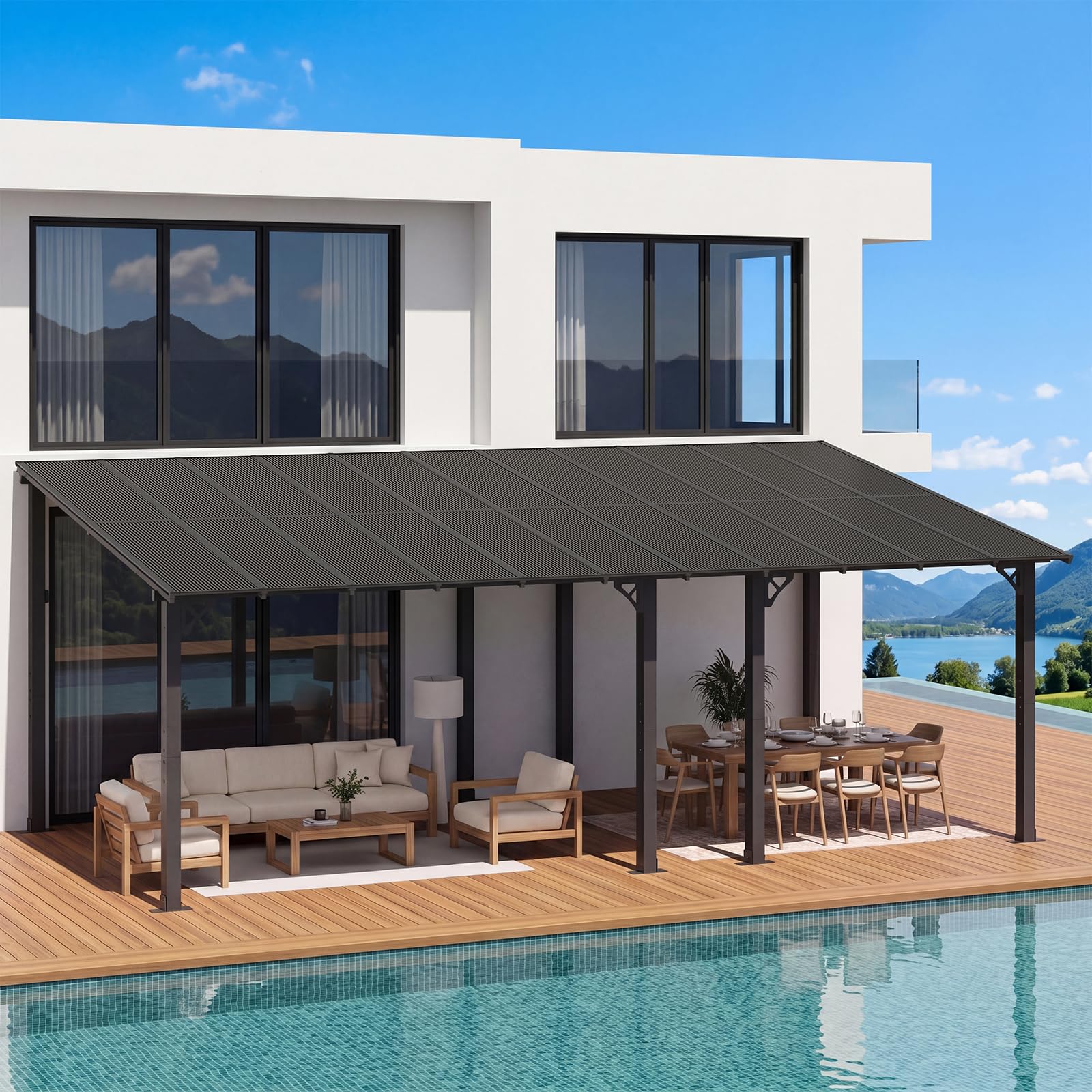 Wall-Mounted Outdoor Pergola for Patio Shade Cover