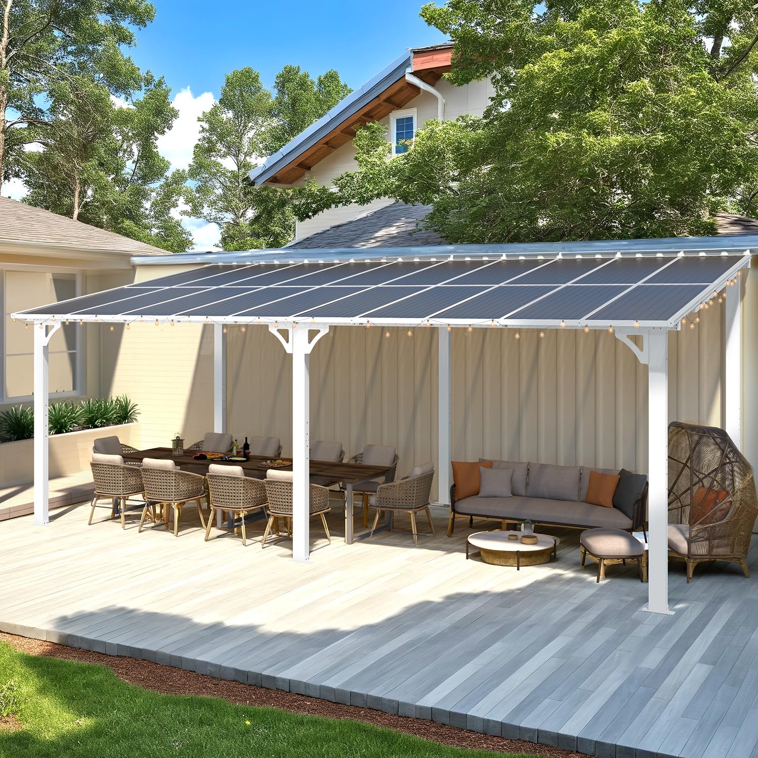 Wall-Mounted Hardtop Gazebo Awning for Backyard Patio