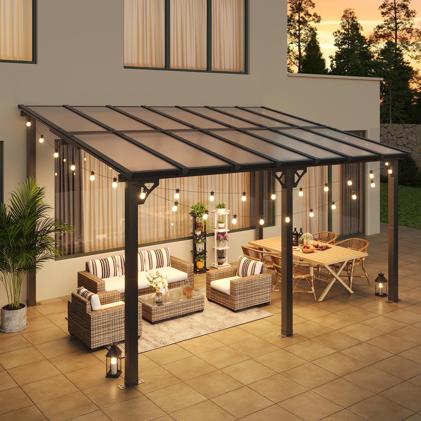 Wall-Mounted Outdoor Pergola for Patio Shade Cover