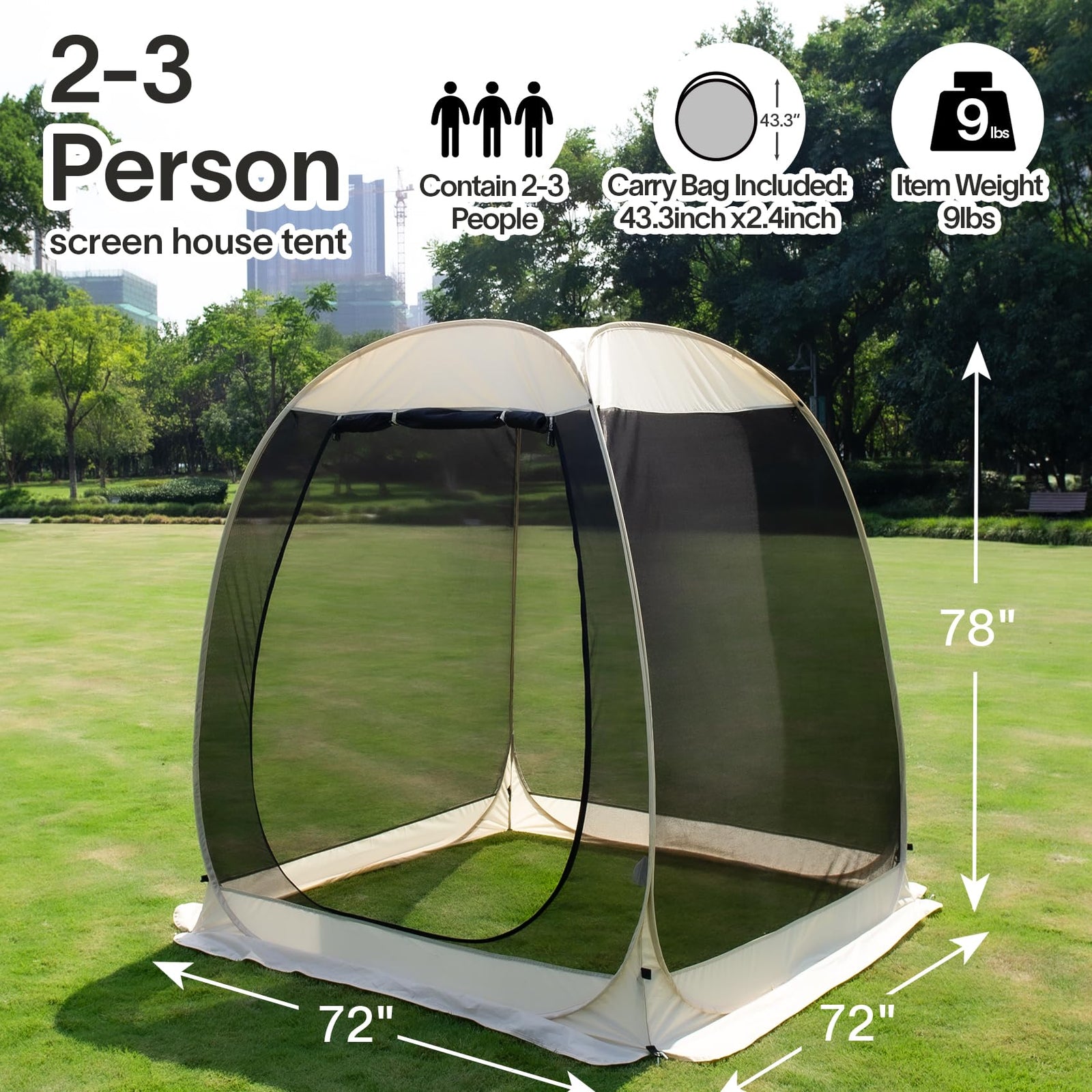 Alvantor Pop-Up Screen House Tent with Mosquito Netting