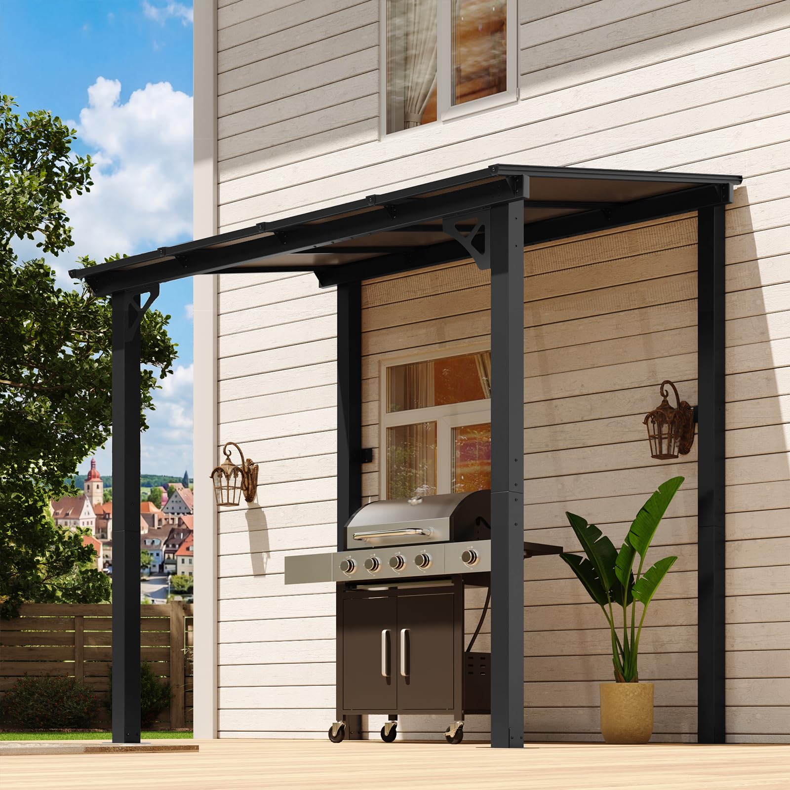 Wall-Mounted Outdoor Pergola for Patio Shade Cover
