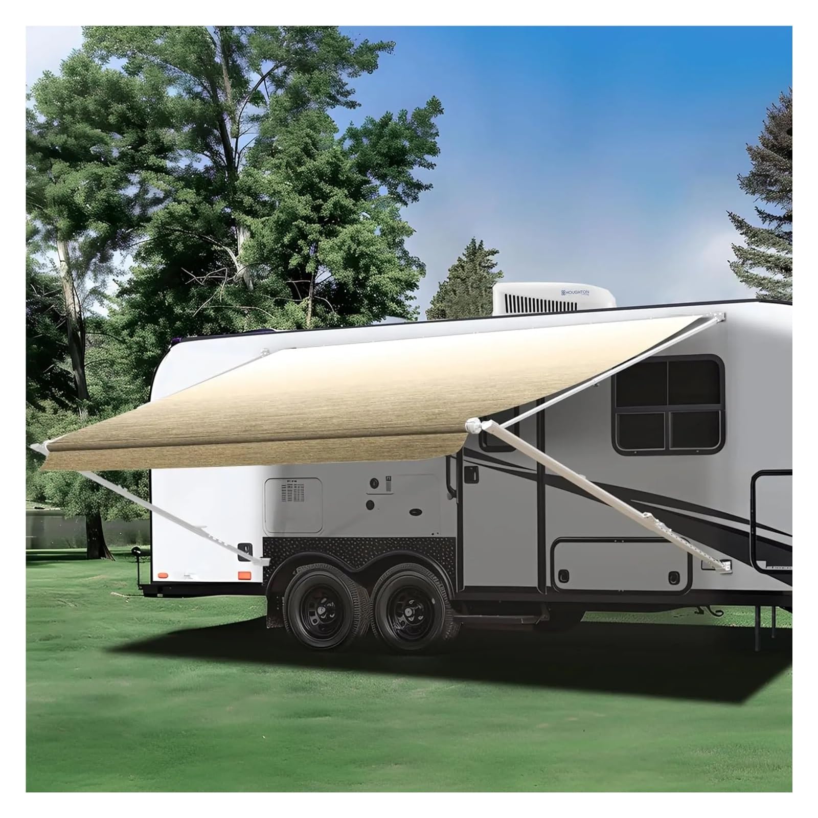 Manual Retractable RV Trailer Awning with Vinyl Fabric