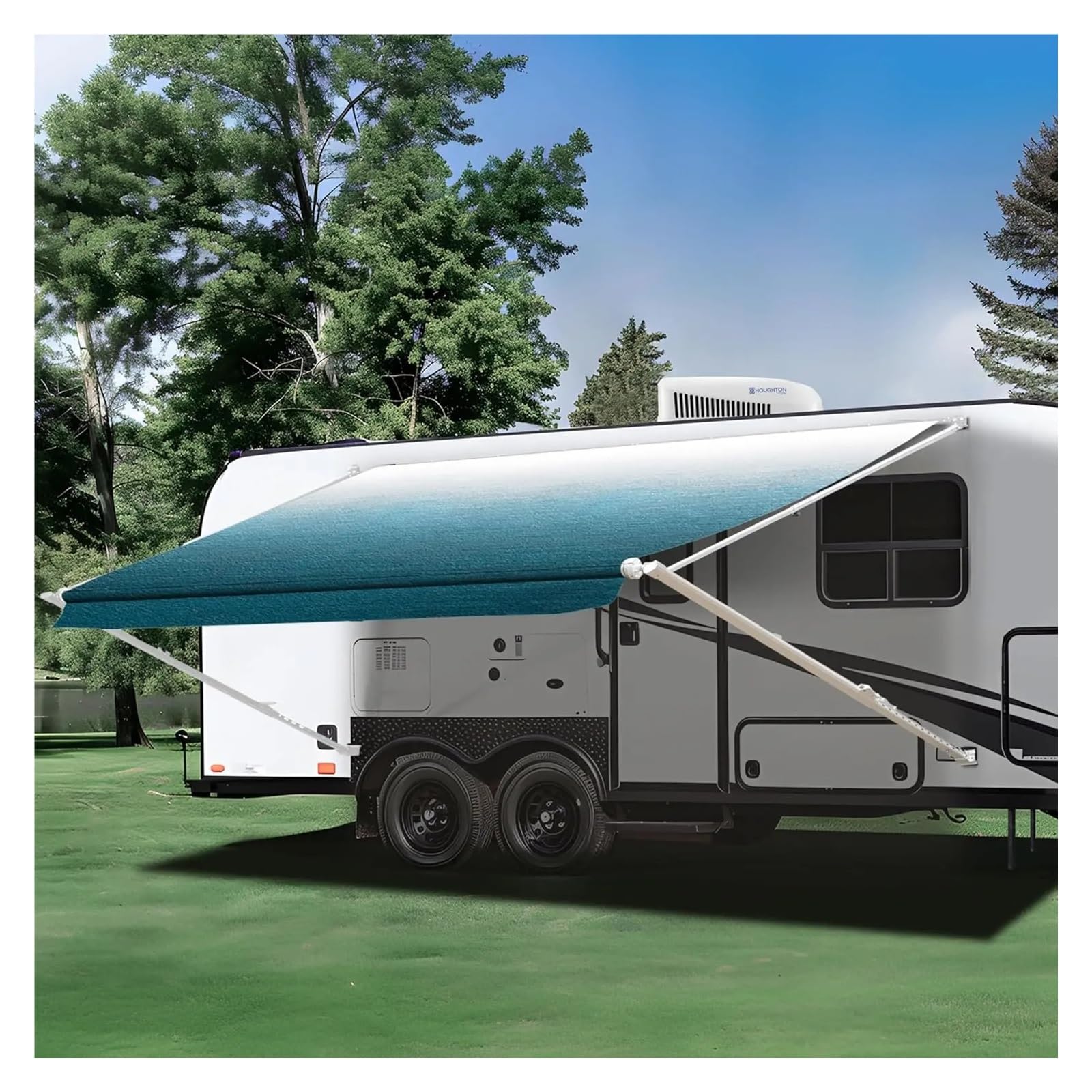 Manual Retractable RV Trailer Awning with Vinyl Fabric