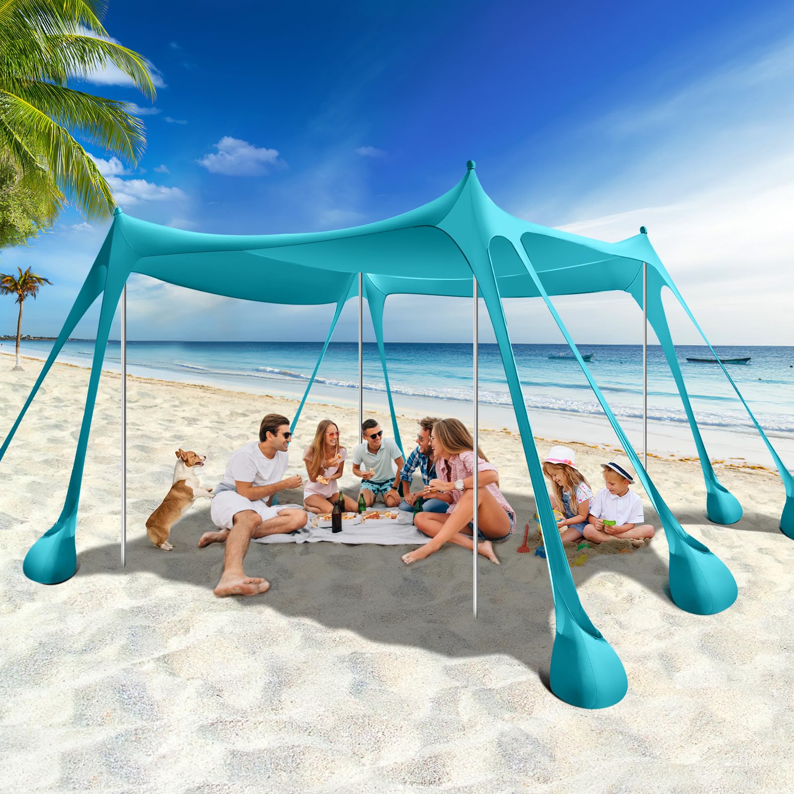 Rhino Valley UPF50+ Beach Tent Shade Canopy with Sandbags