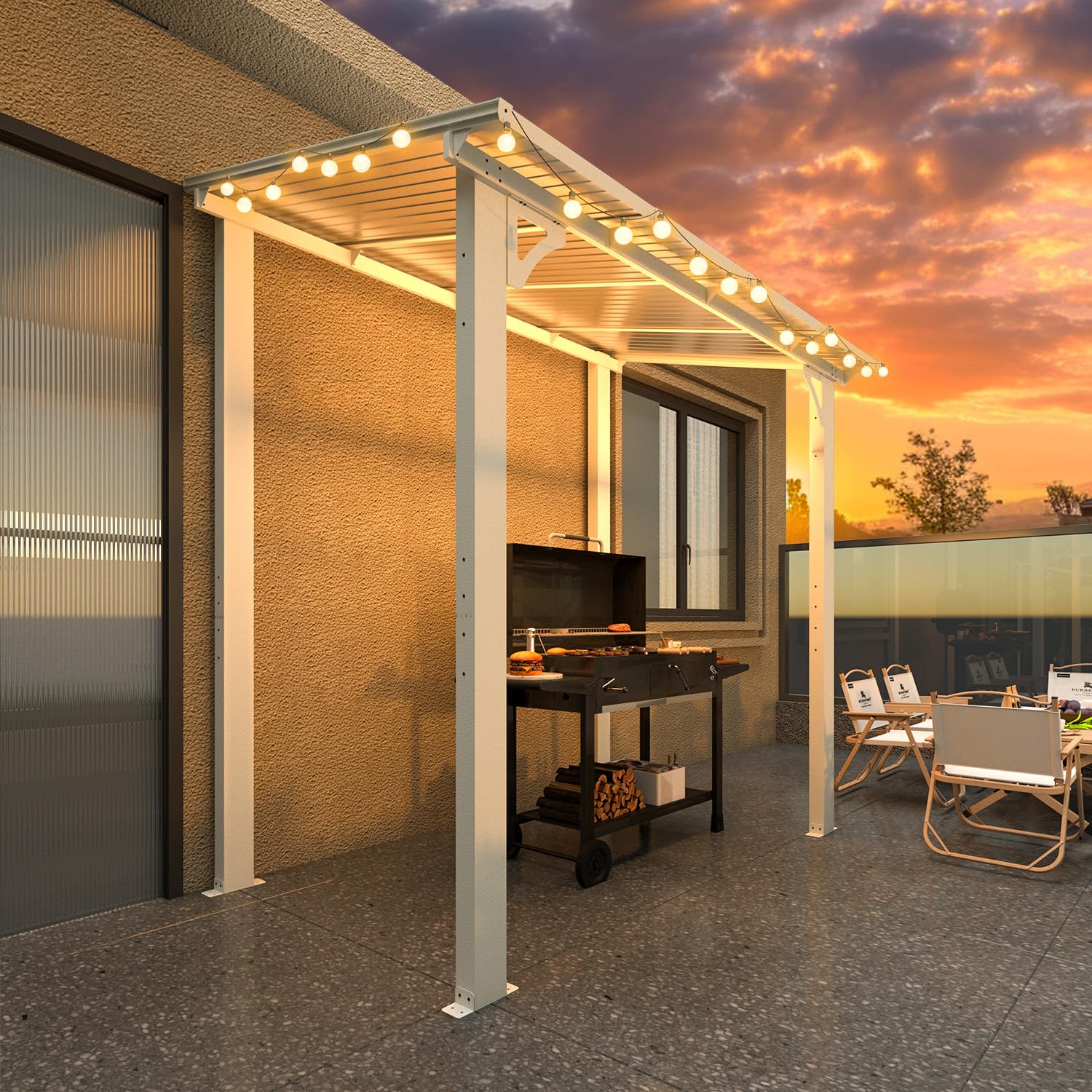 Wall-Mounted Hardtop Gazebo Awning for Backyard Patio