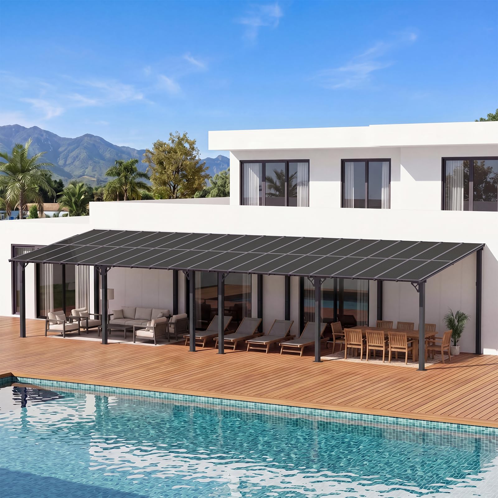 Wall-Mounted Outdoor Pergola for Patio Shade Cover