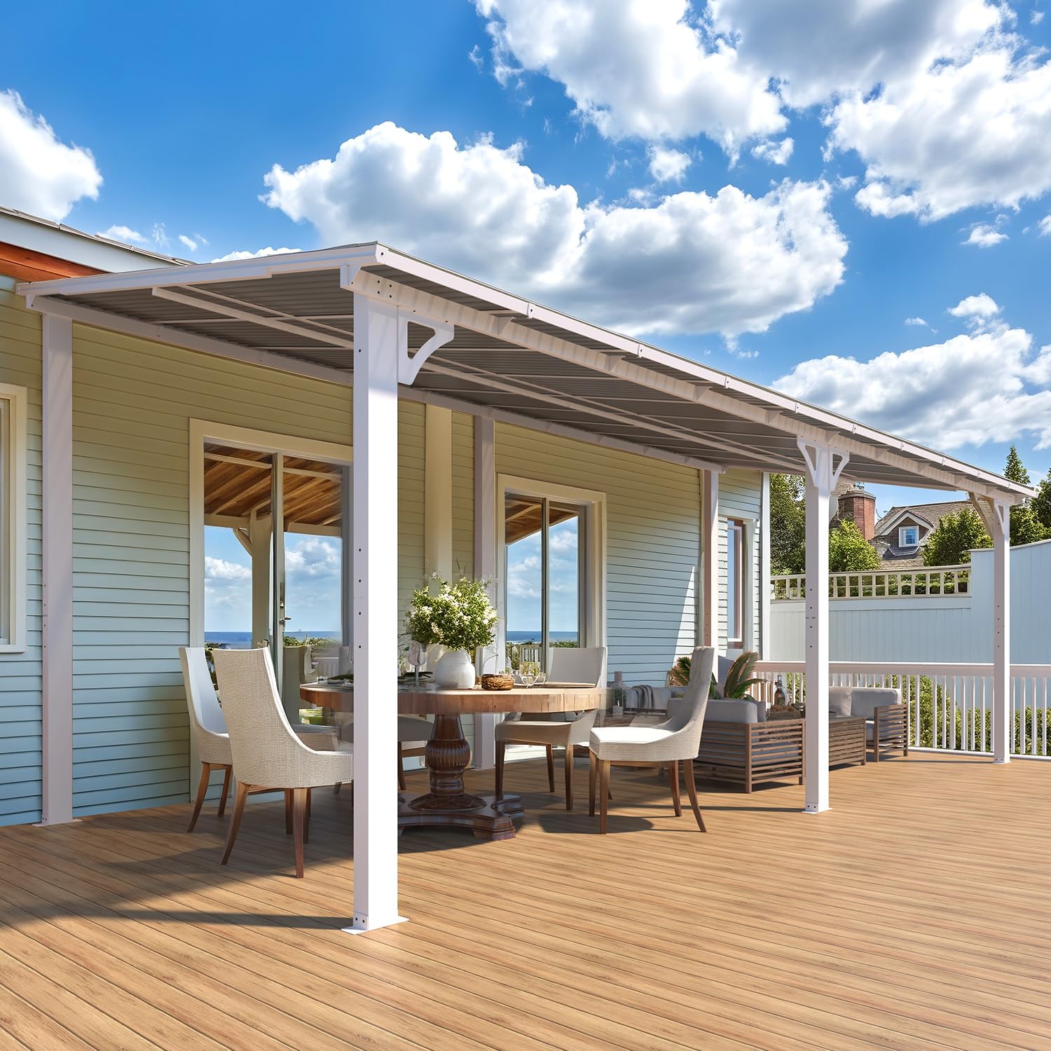 Wall-Mounted Hardtop Gazebo Awning for Backyard Patio