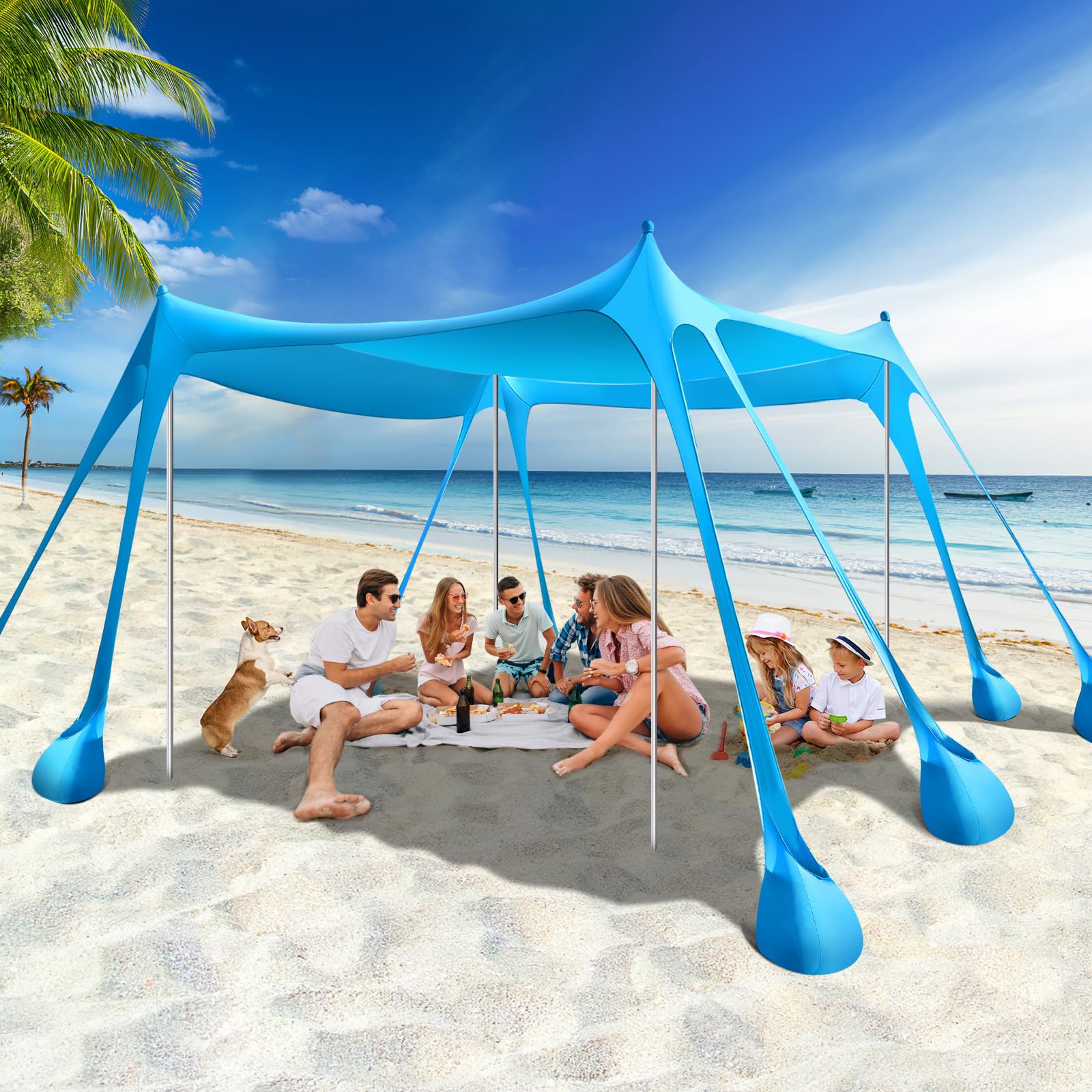Rhino Valley UPF50+ Beach Tent Shade Canopy with Sandbags