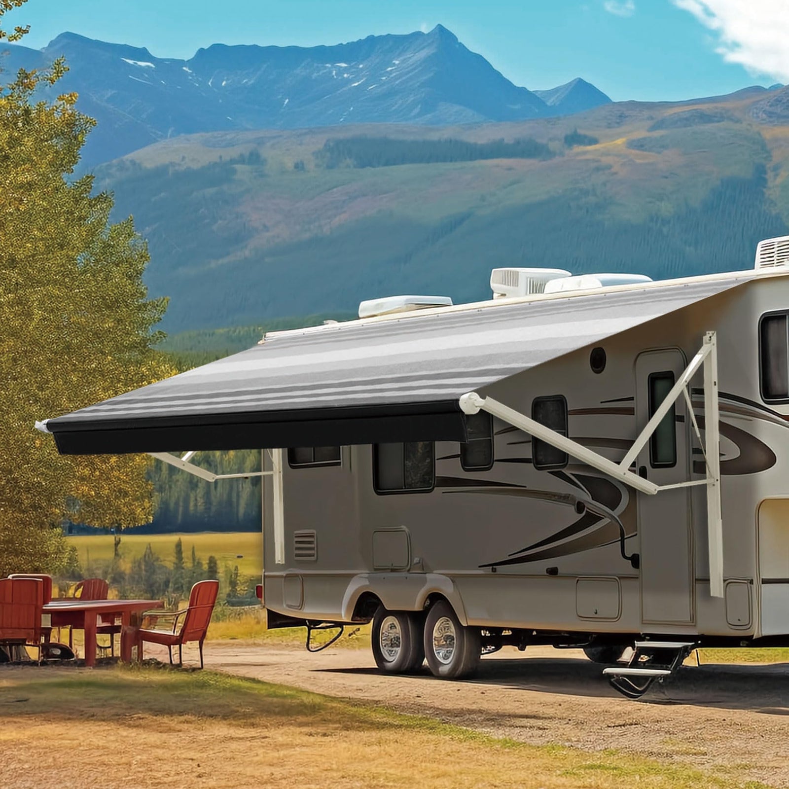 Motorized Retractable RV Awning Complete Kit for Trailers