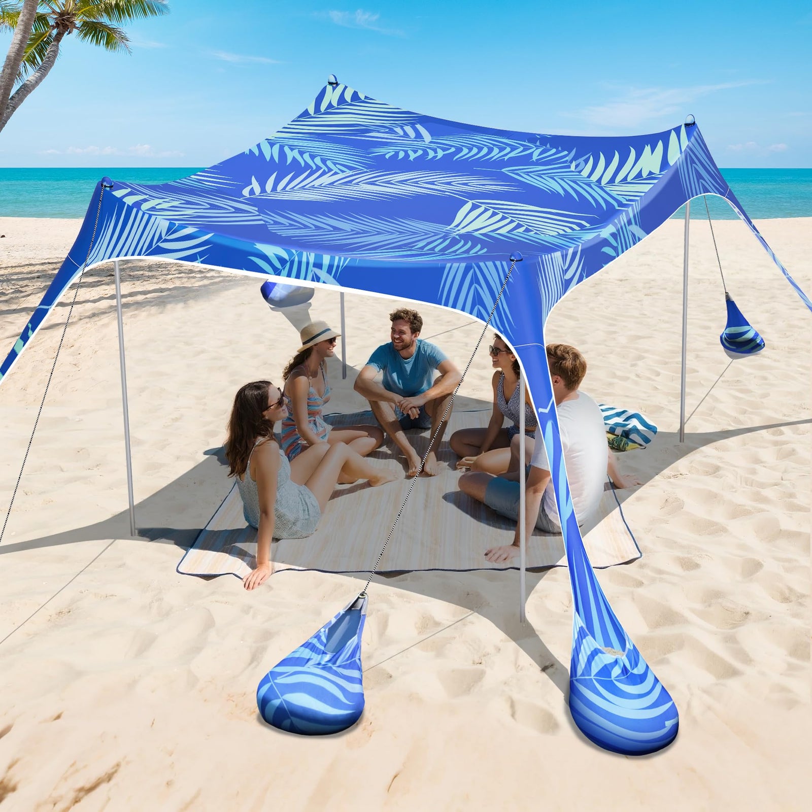 UPF 50+ Portable Beach Tent Sun Shelter with Sandbags