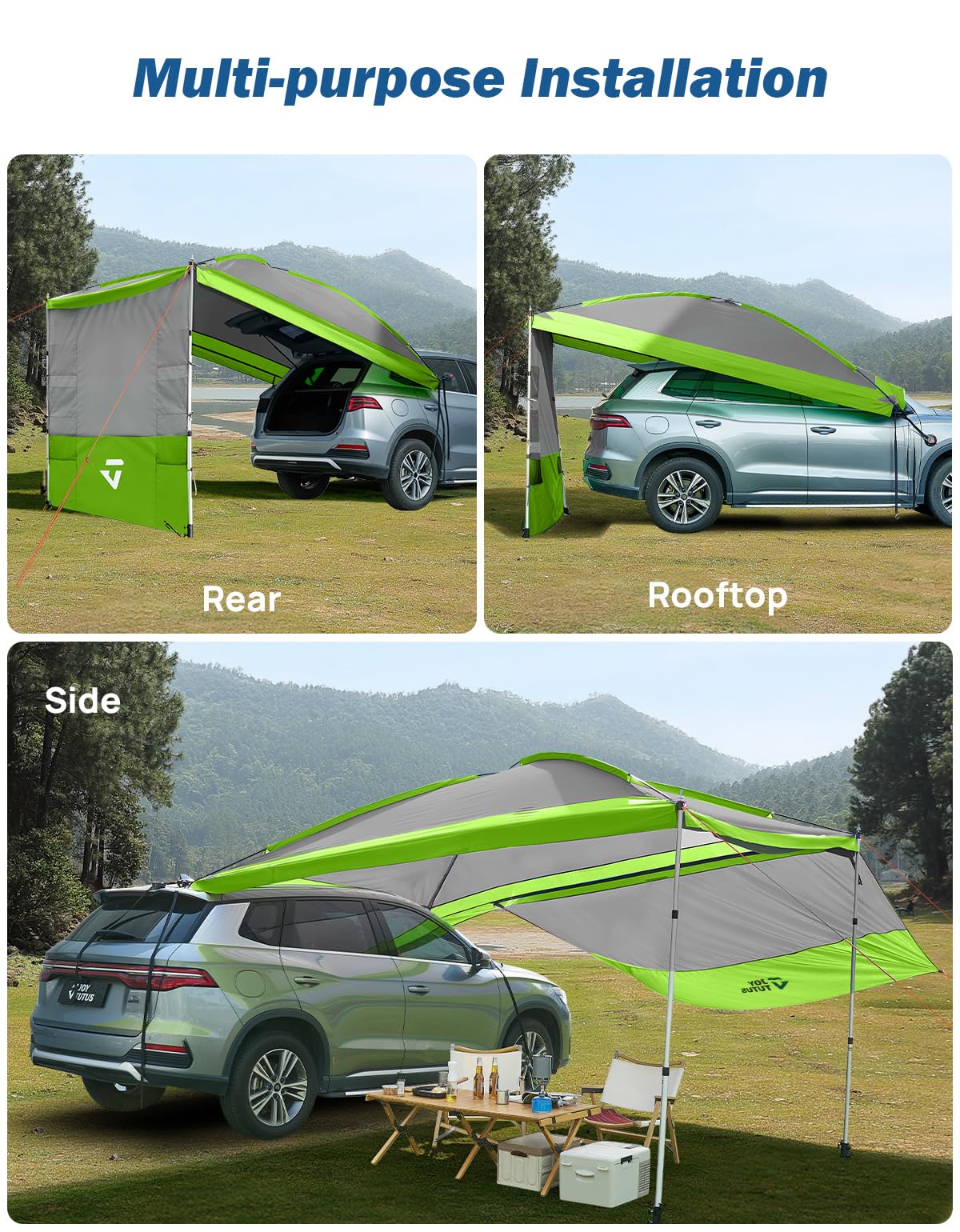 11.5x7.9FT UV50+ Vehicle Awning with Removable Sides