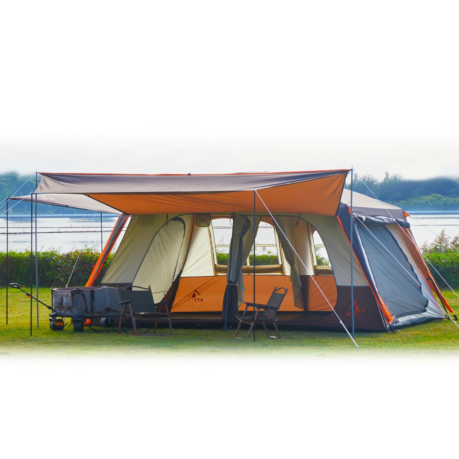 6-14 Person Waterproof Cabin Tent with 2 Rooms