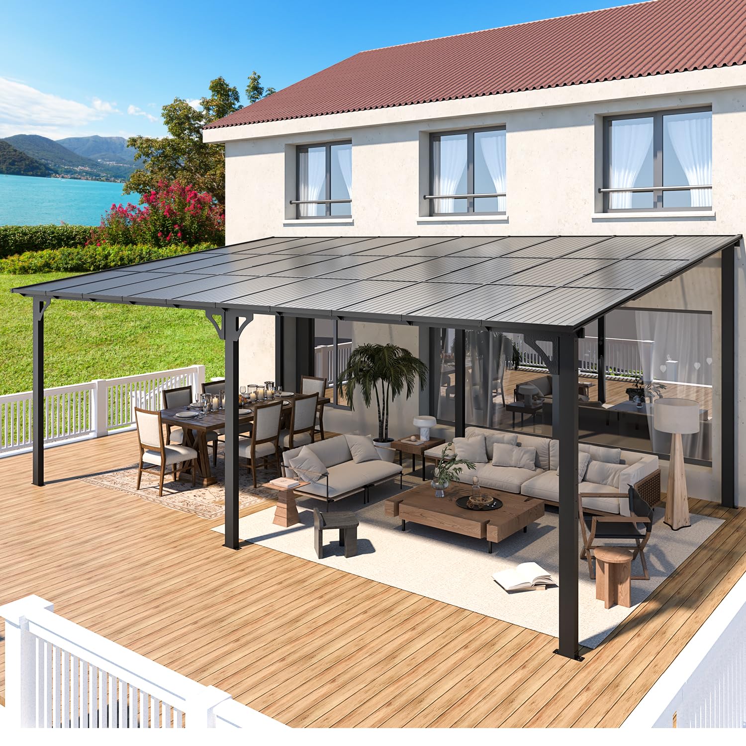 Wall-Mounted Hardtop Gazebo Awning for Backyard Patio