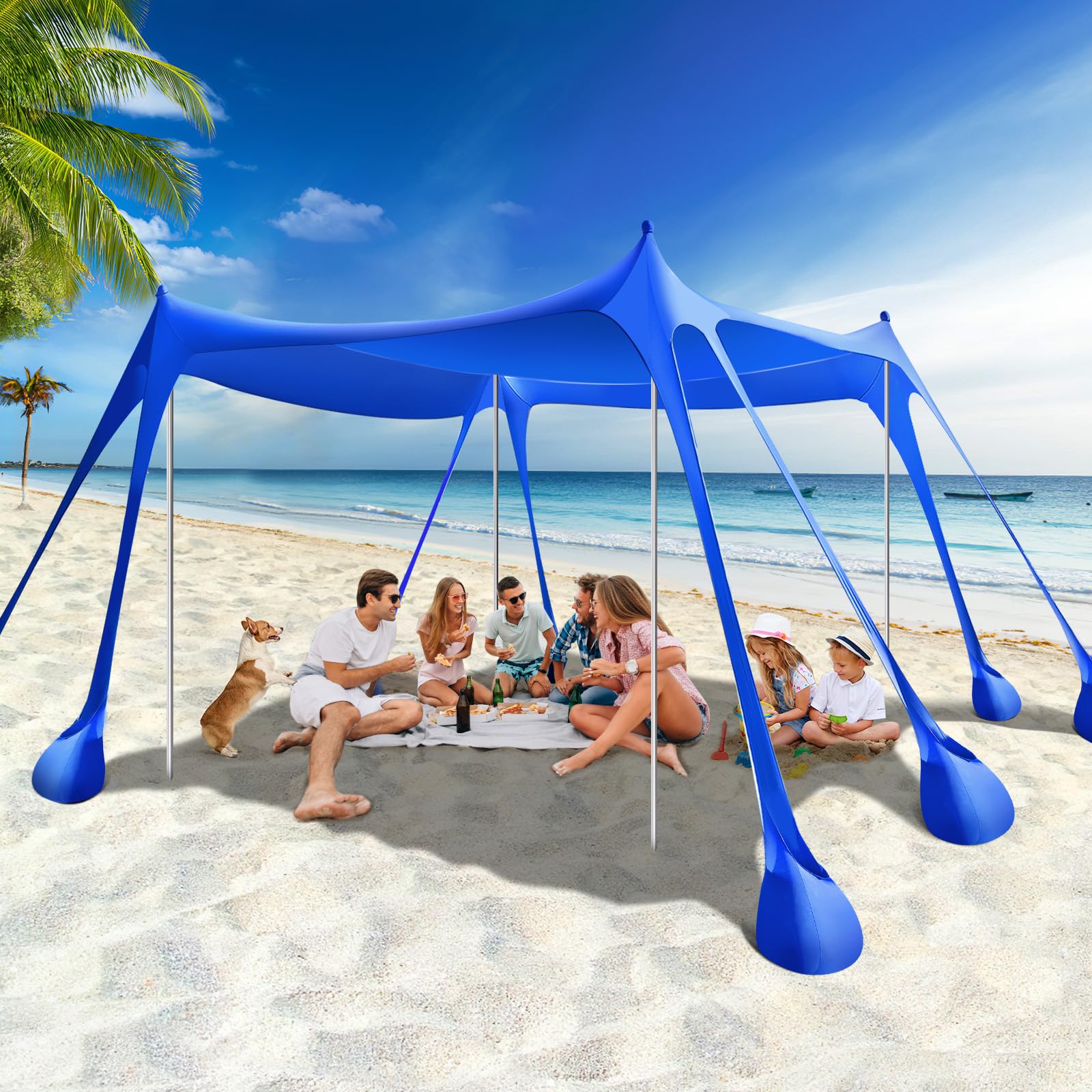 Rhino Valley UPF50+ Beach Tent Shade Canopy with Sandbags