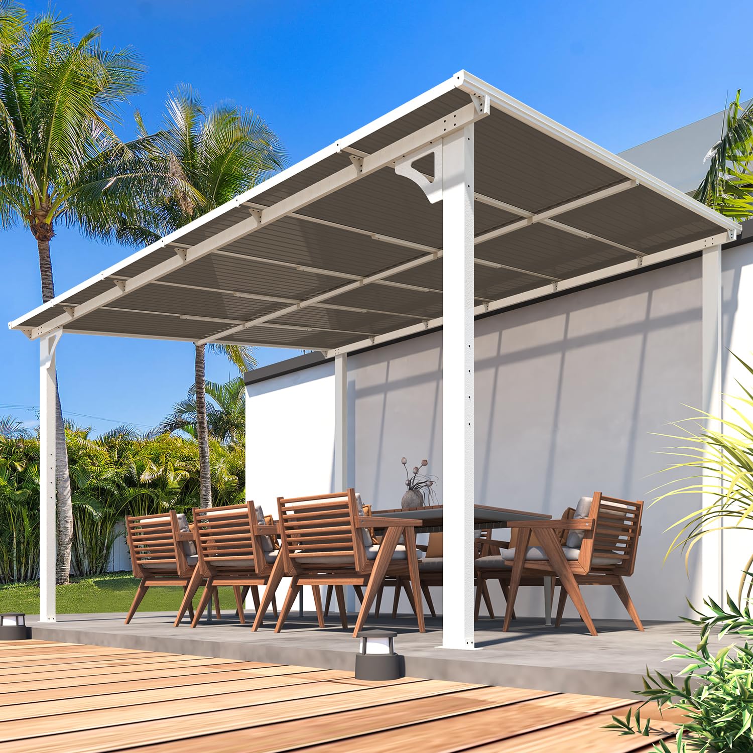Wall-Mounted Hardtop Gazebo Awning for Backyard Patio