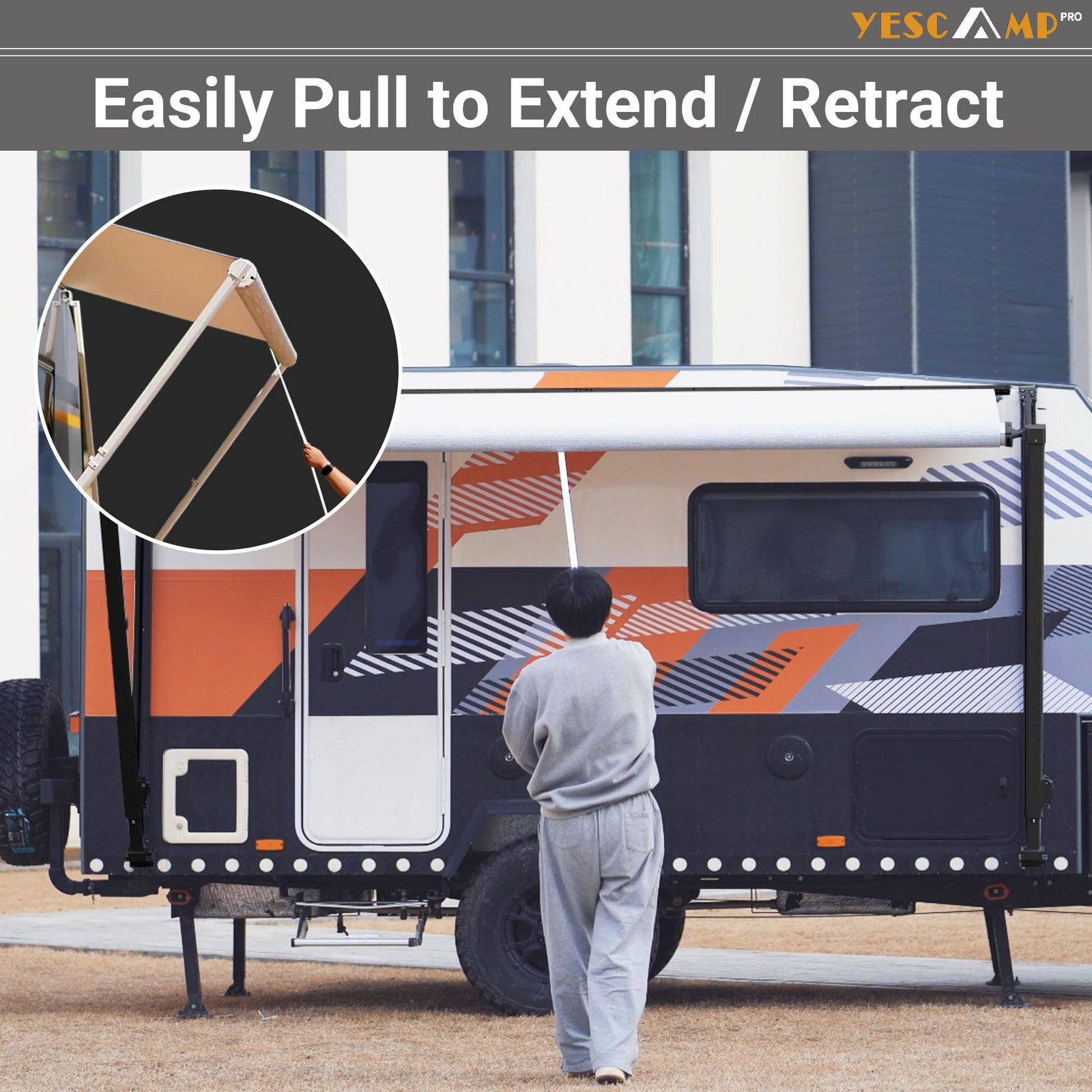YESCAMP Manual Retractable RV Awning Kit for Trailers
