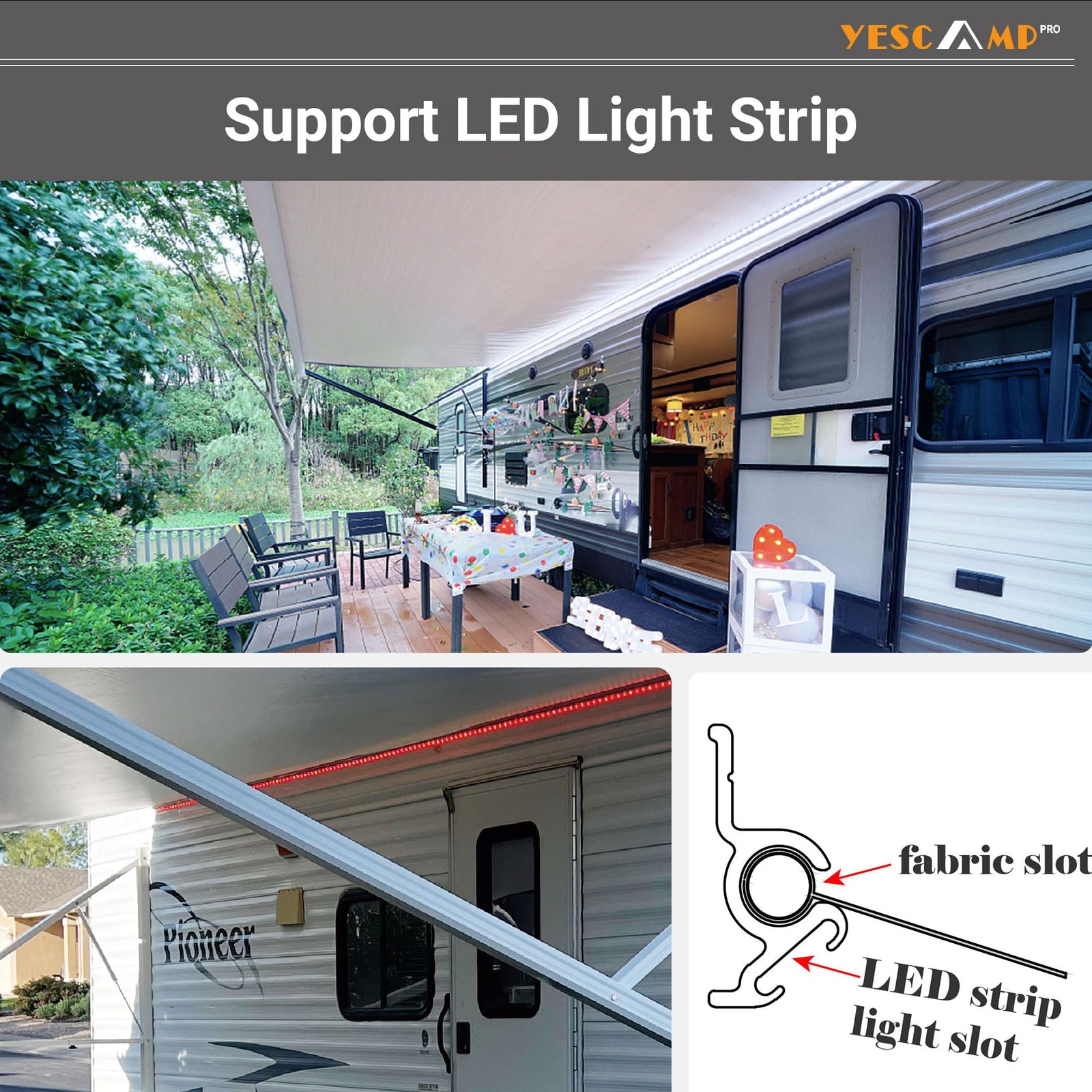 Motorized Retractable RV Awning Complete Kit for Trailers