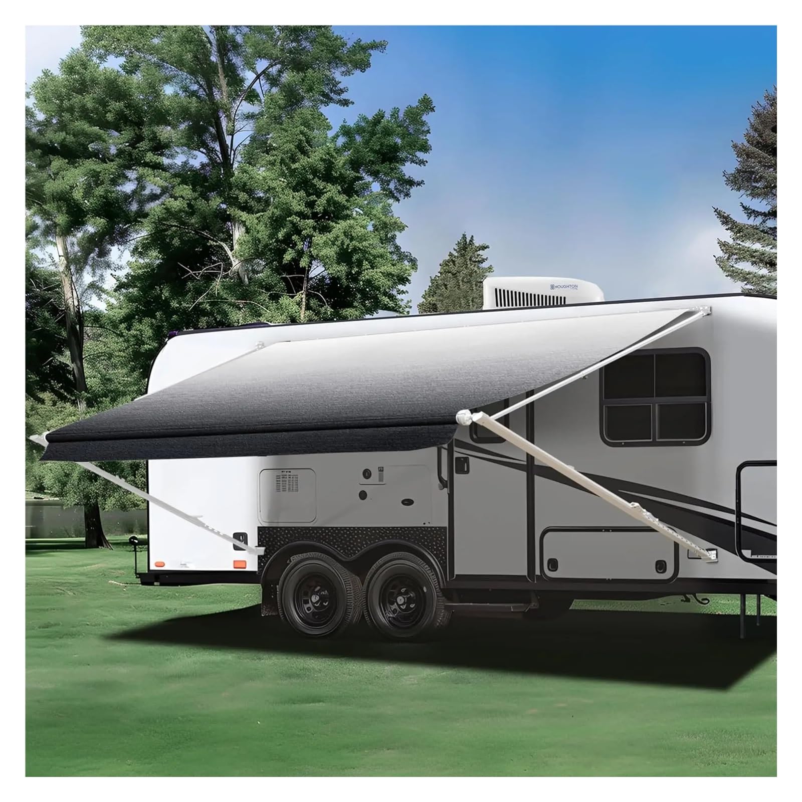 Manual Retractable RV Trailer Awning with Vinyl Fabric