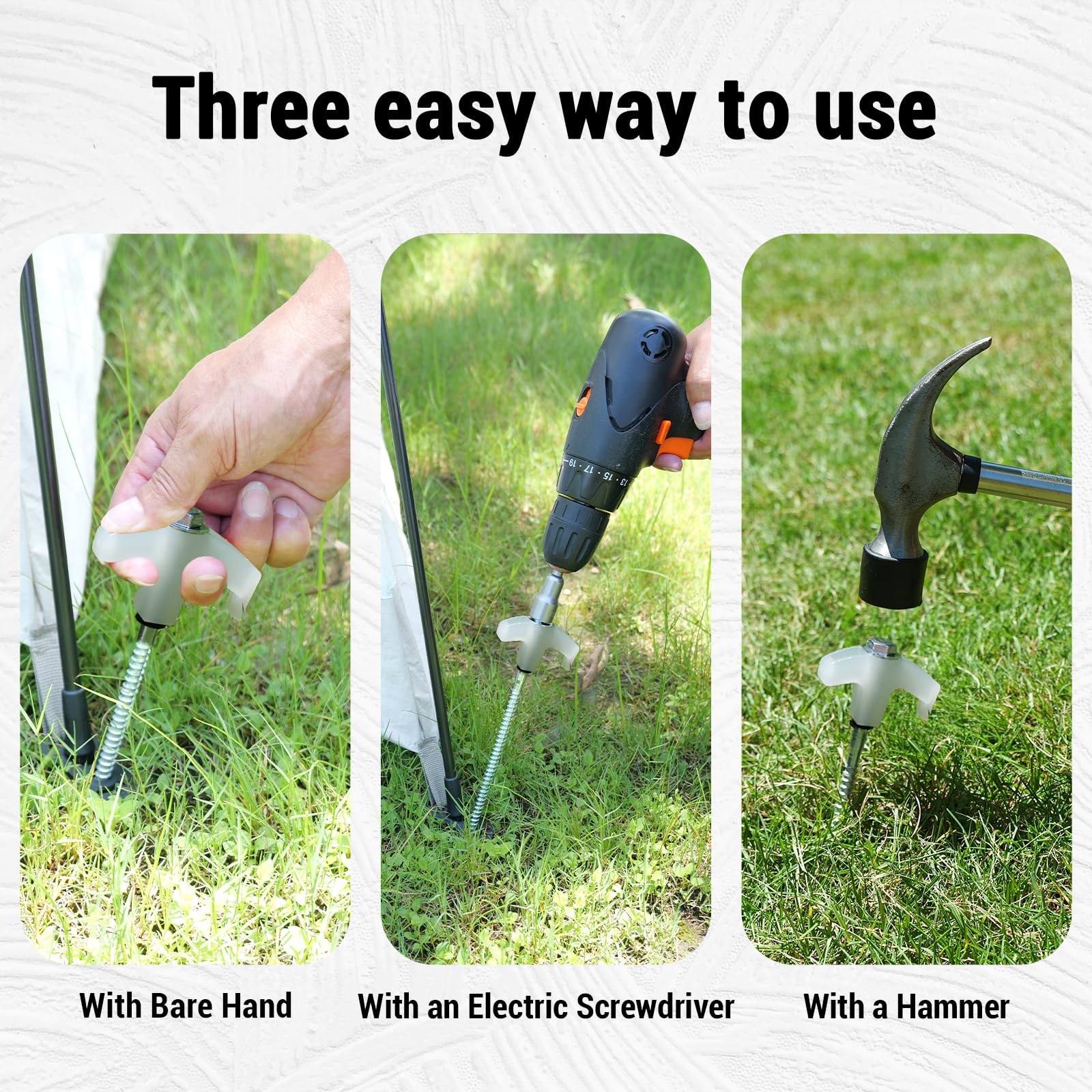 8-Inch Screw-In Metal Tent Stakes with Carrying Bag