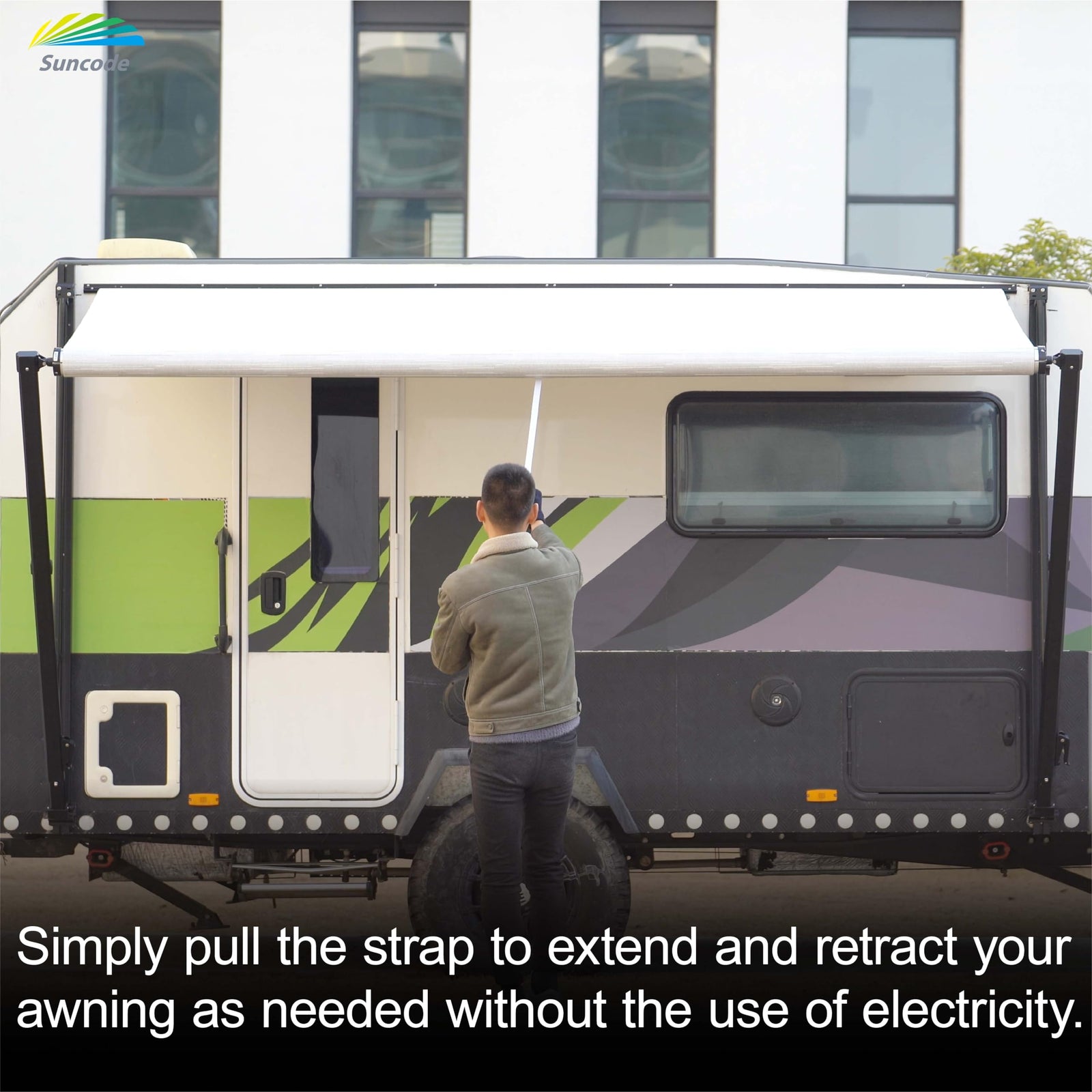 10x8FT Black Manual RV Awning Kit for Campers